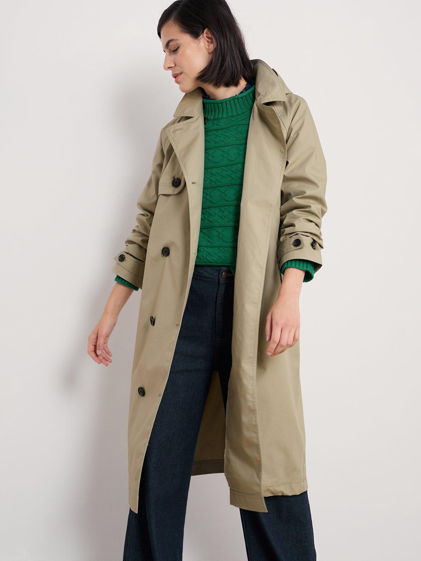 undefined Double Breasted Trench Coat - Beige