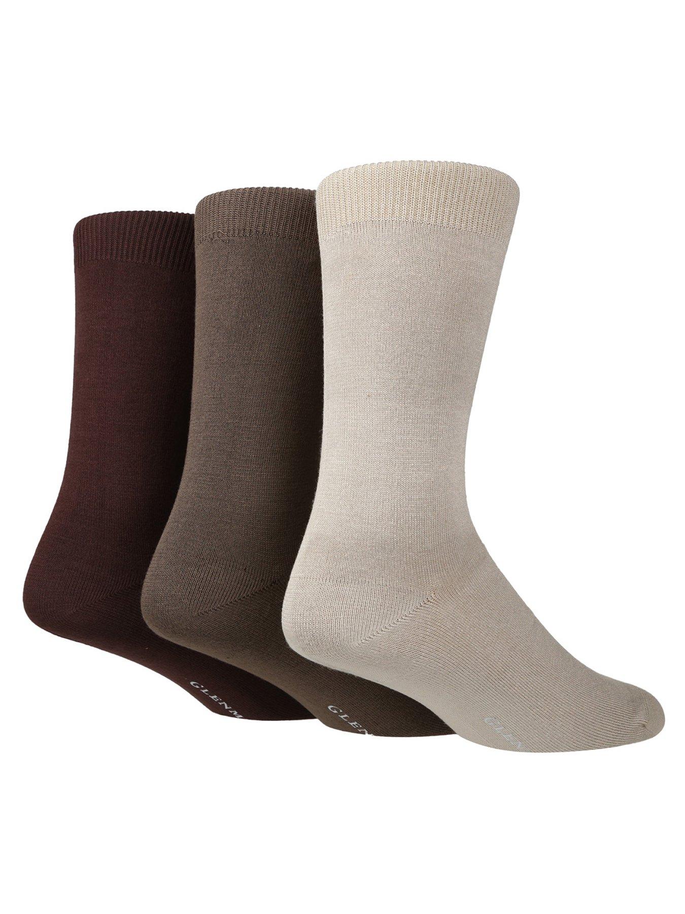 undefined Classic 3 Pack Plain Bamboo Crew Socks - Beige