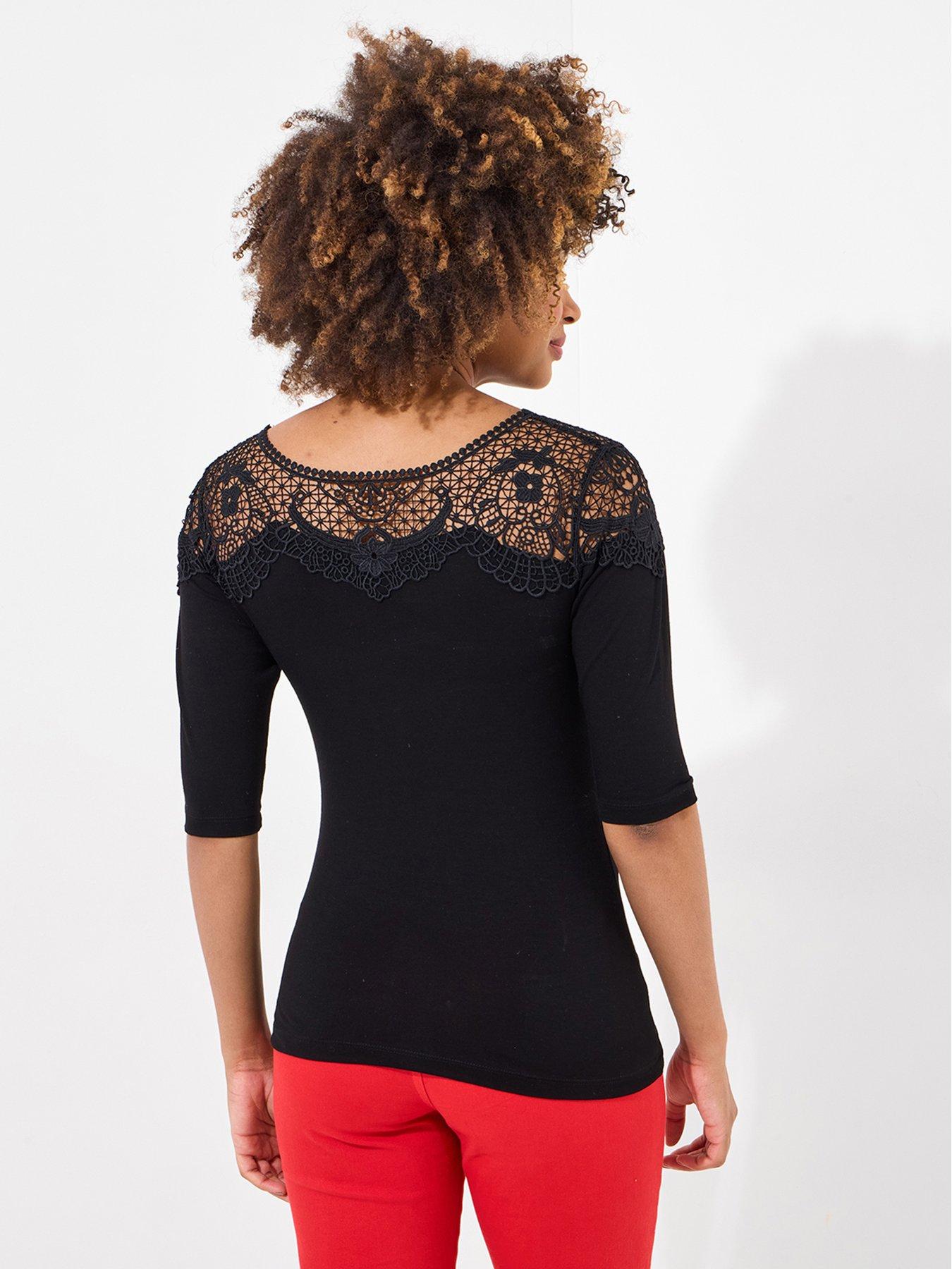  image of joe-browns-simply-stunning-lace-insert-top-black