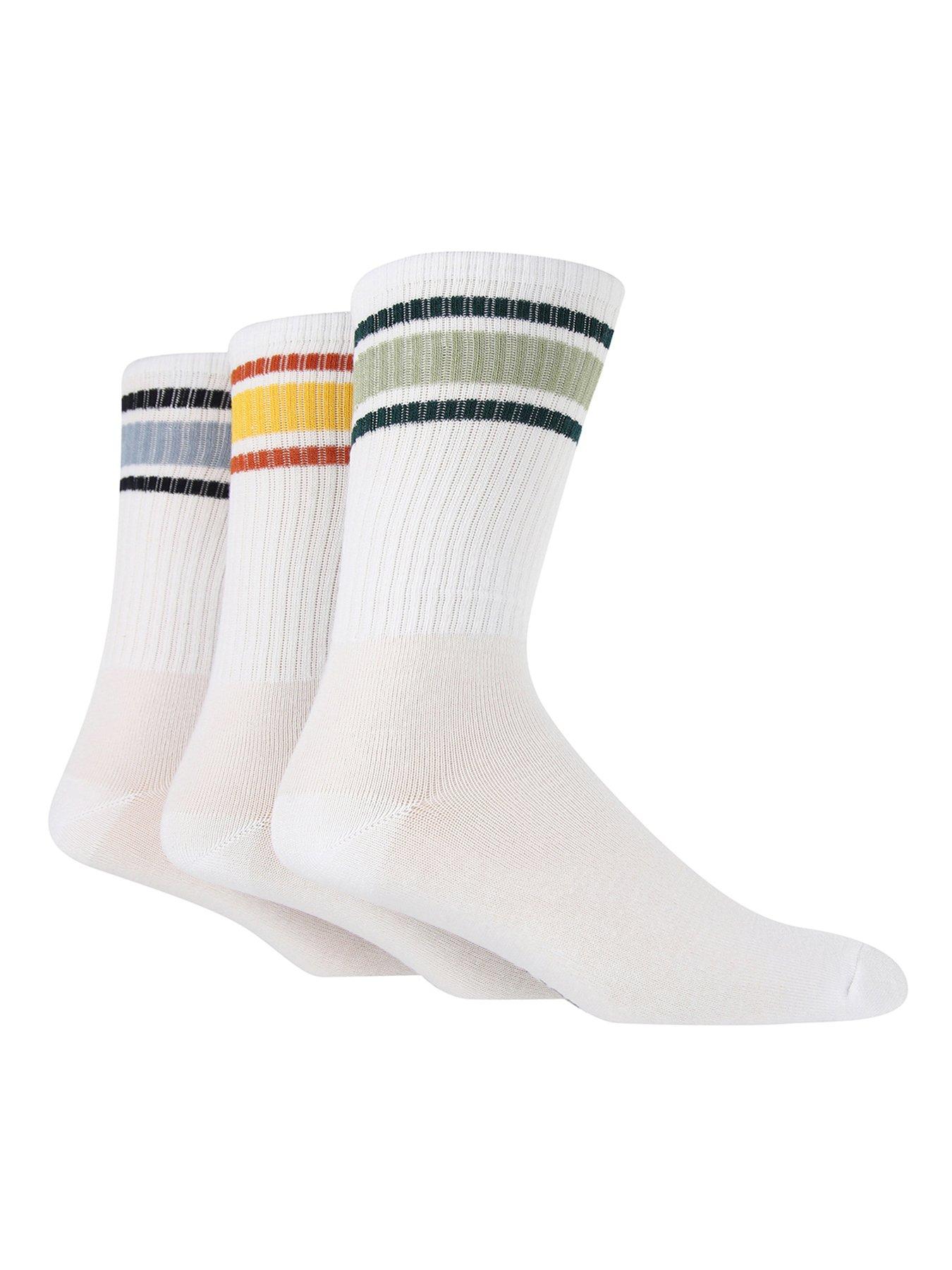 undefined 3 Pack Stripe Sports Crew Socks - White