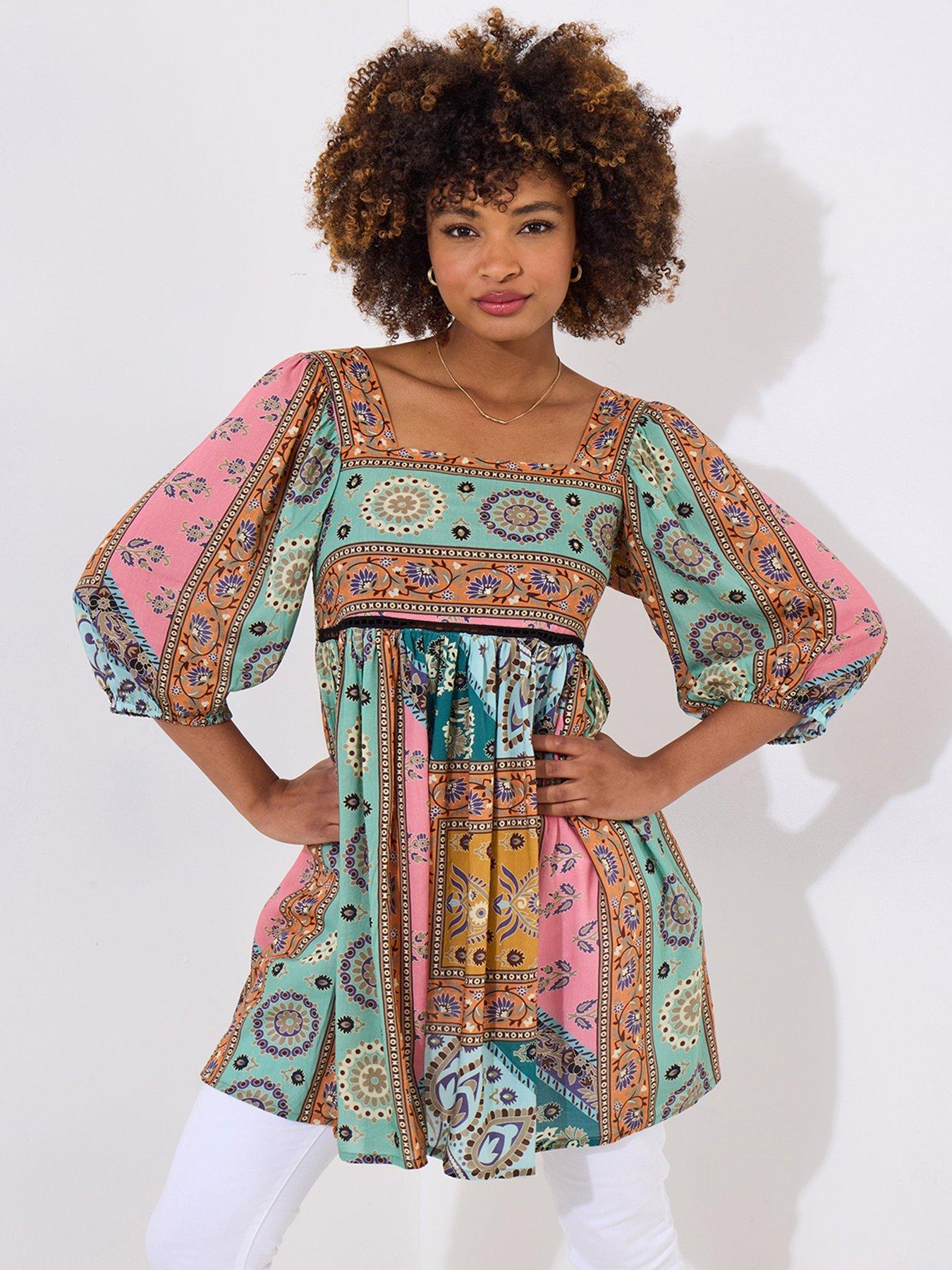 joe-browns-isla-patchwork-tunic-dress-green