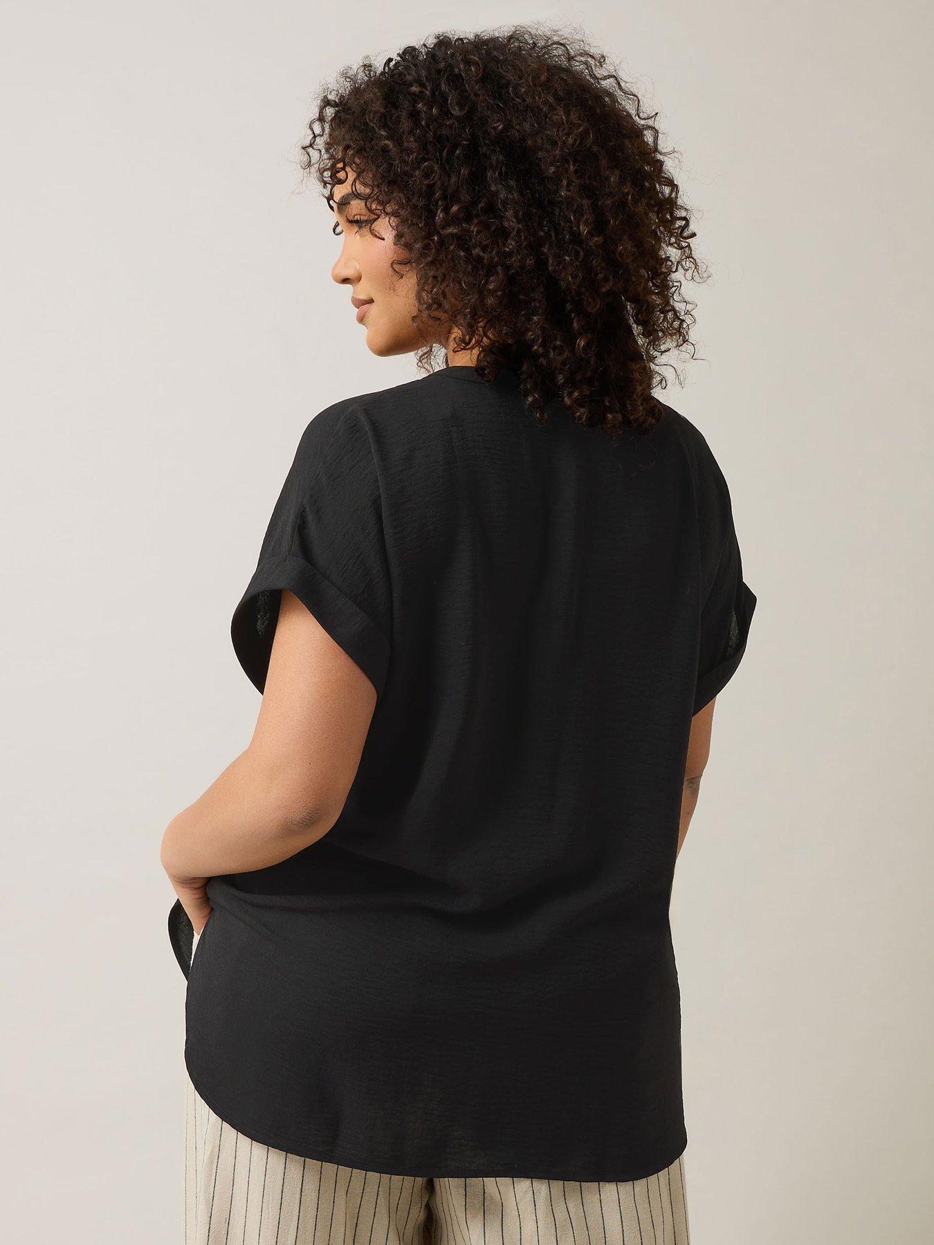  image of evans-button-detail-blouse-black