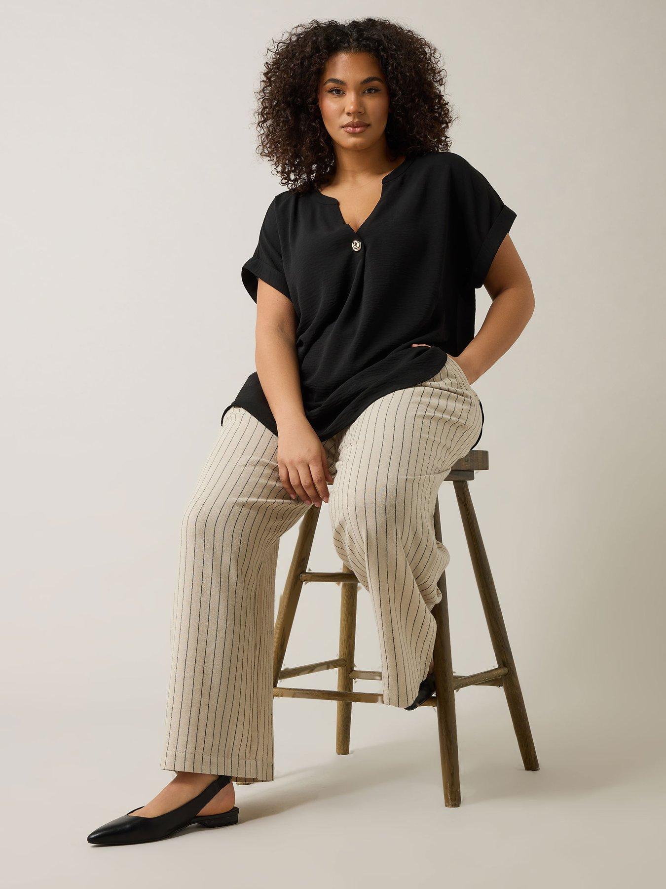  image of evans-button-detail-blouse-black