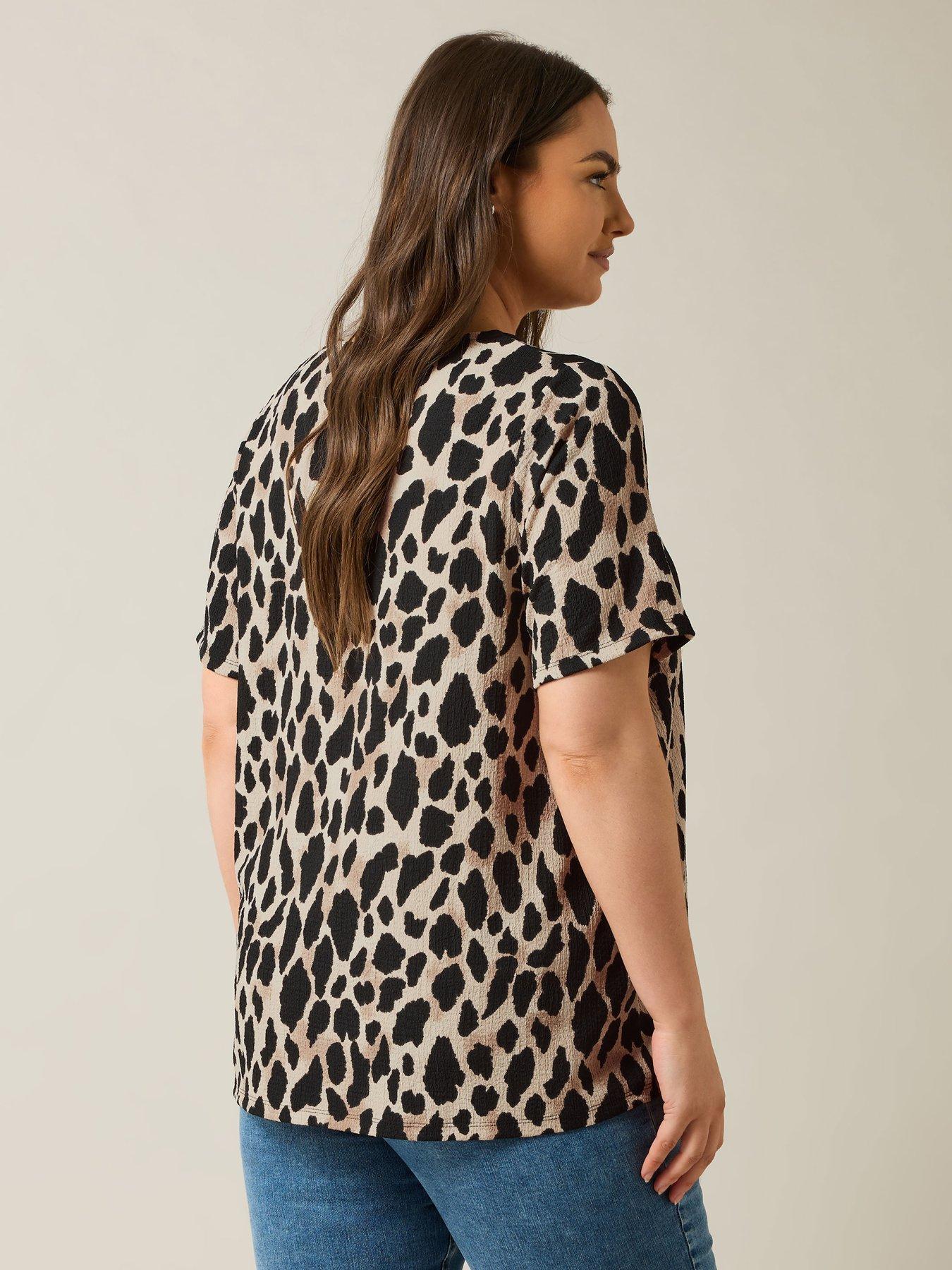  image of evans-animal-print-jersey-crepe-top-natural