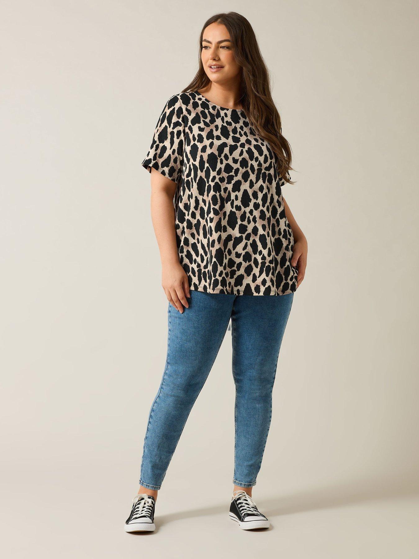  image of evans-animal-print-jersey-crepe-top-natural