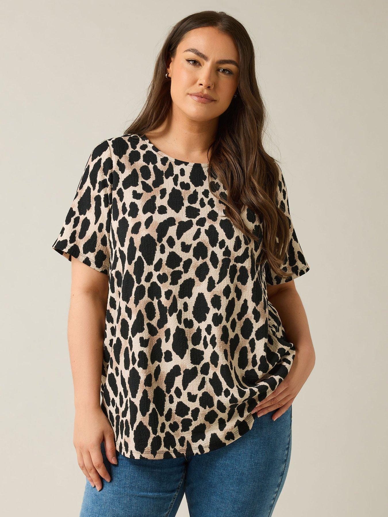  image of evans-animal-print-jersey-crepe-top-natural