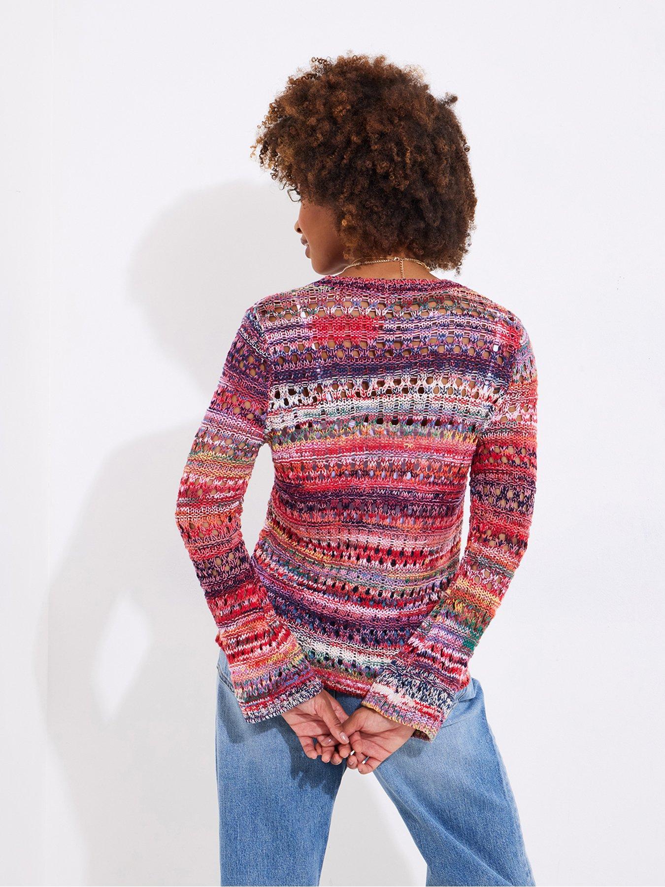  image of joe-browns-boho-days-open-knit-long-sleeve-jumper-red