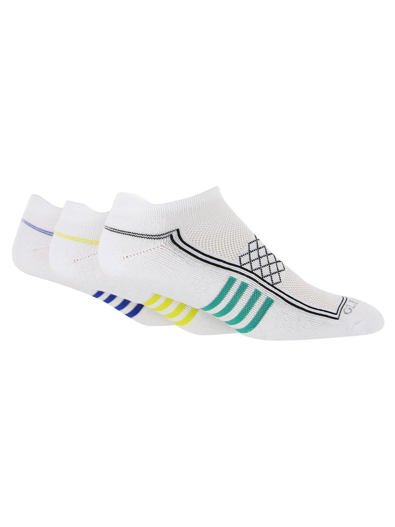 undefined 3 Pack Cushioned Heel and Toe Trainer Socks - White