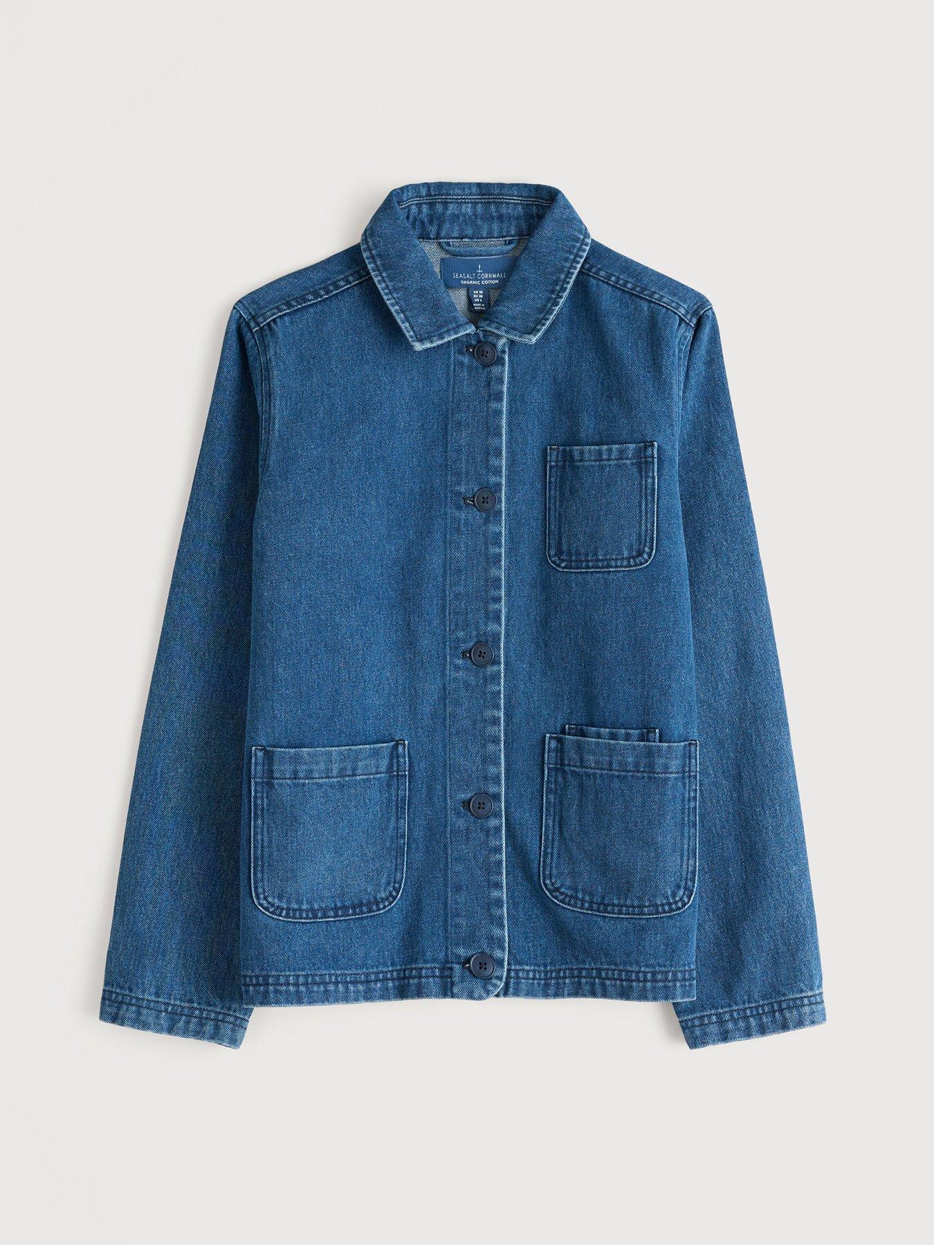  image of seasalt-cornwall-relaxed-collared-denim-jacket-navy