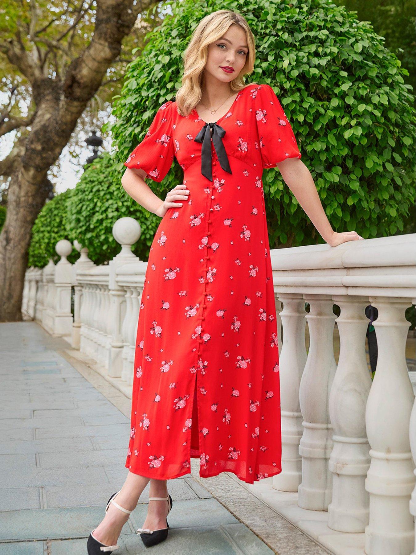 undefined Audrey Floral Maxi Dress - Red