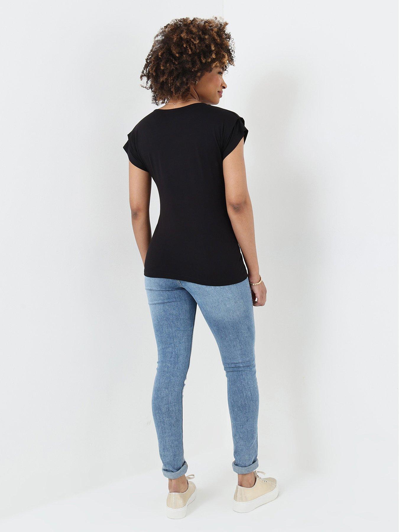  image of joe-browns-zip-it-up-cap-sleeve-jersey-top-black