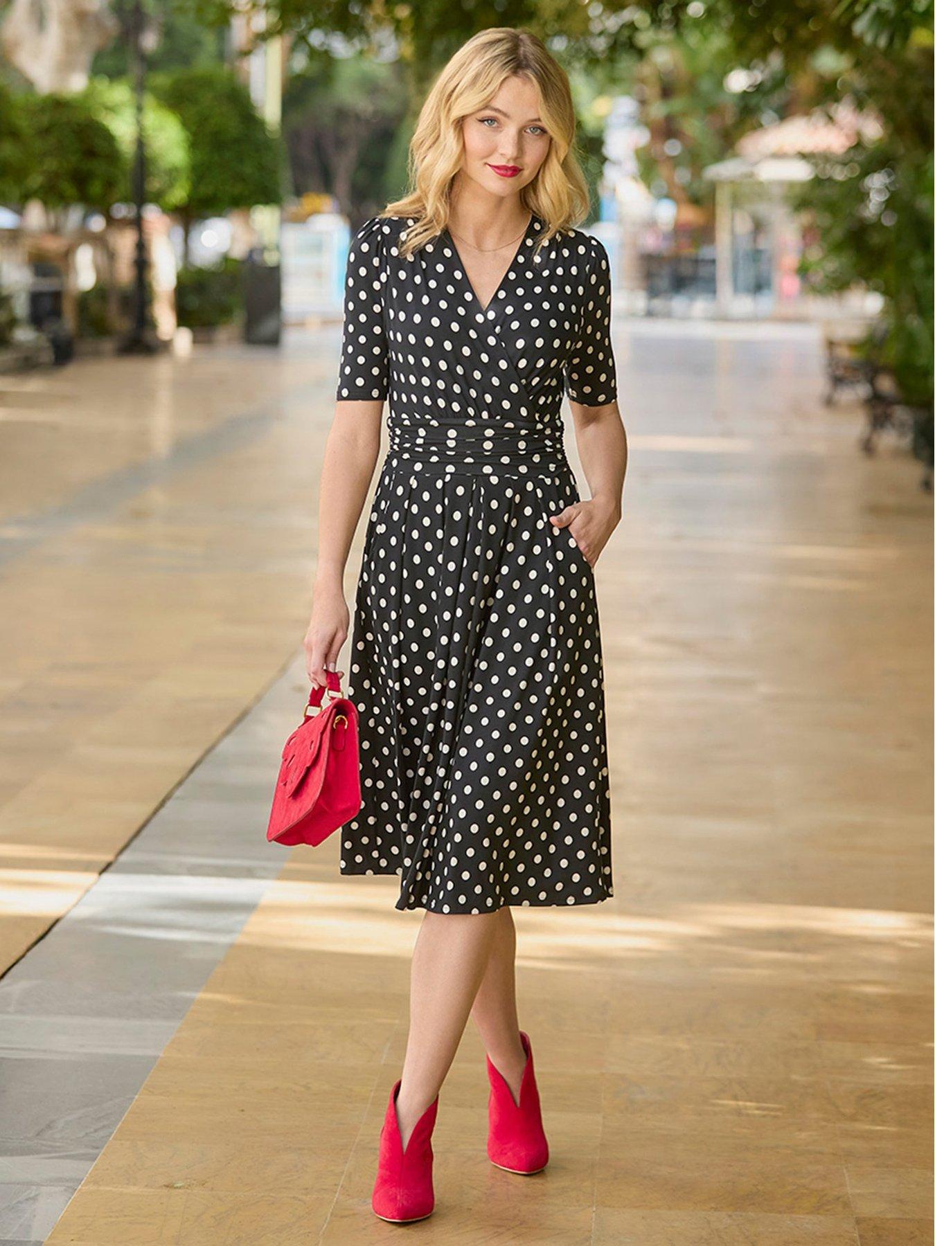  image of joe-browns-perfect-polka-stretch-jersey-dress-black