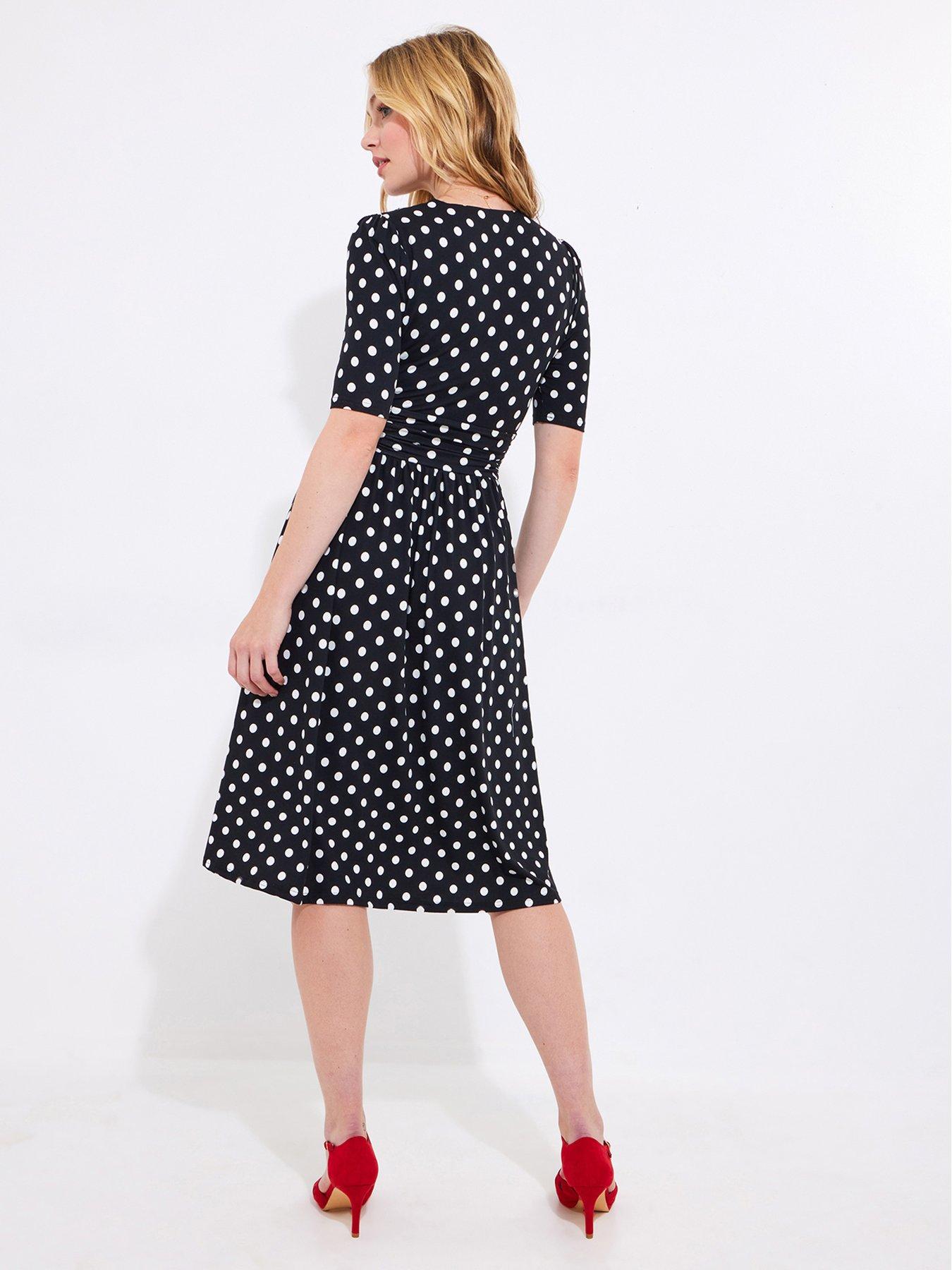  image of joe-browns-perfect-polka-stretch-jersey-dress-black