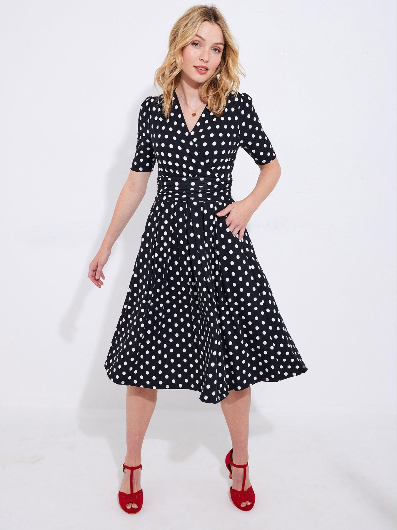  image of joe-browns-perfect-polka-stretch-jersey-dress-black