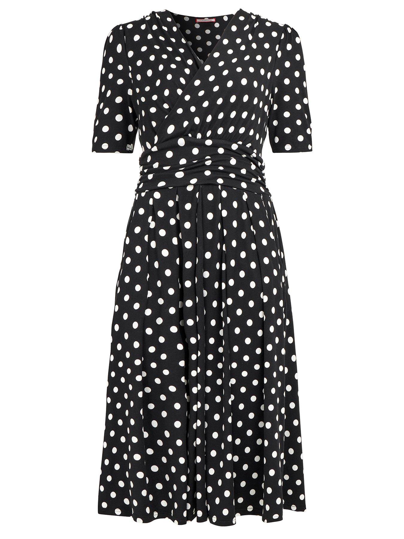  image of joe-browns-perfect-polka-stretch-jersey-dress-black