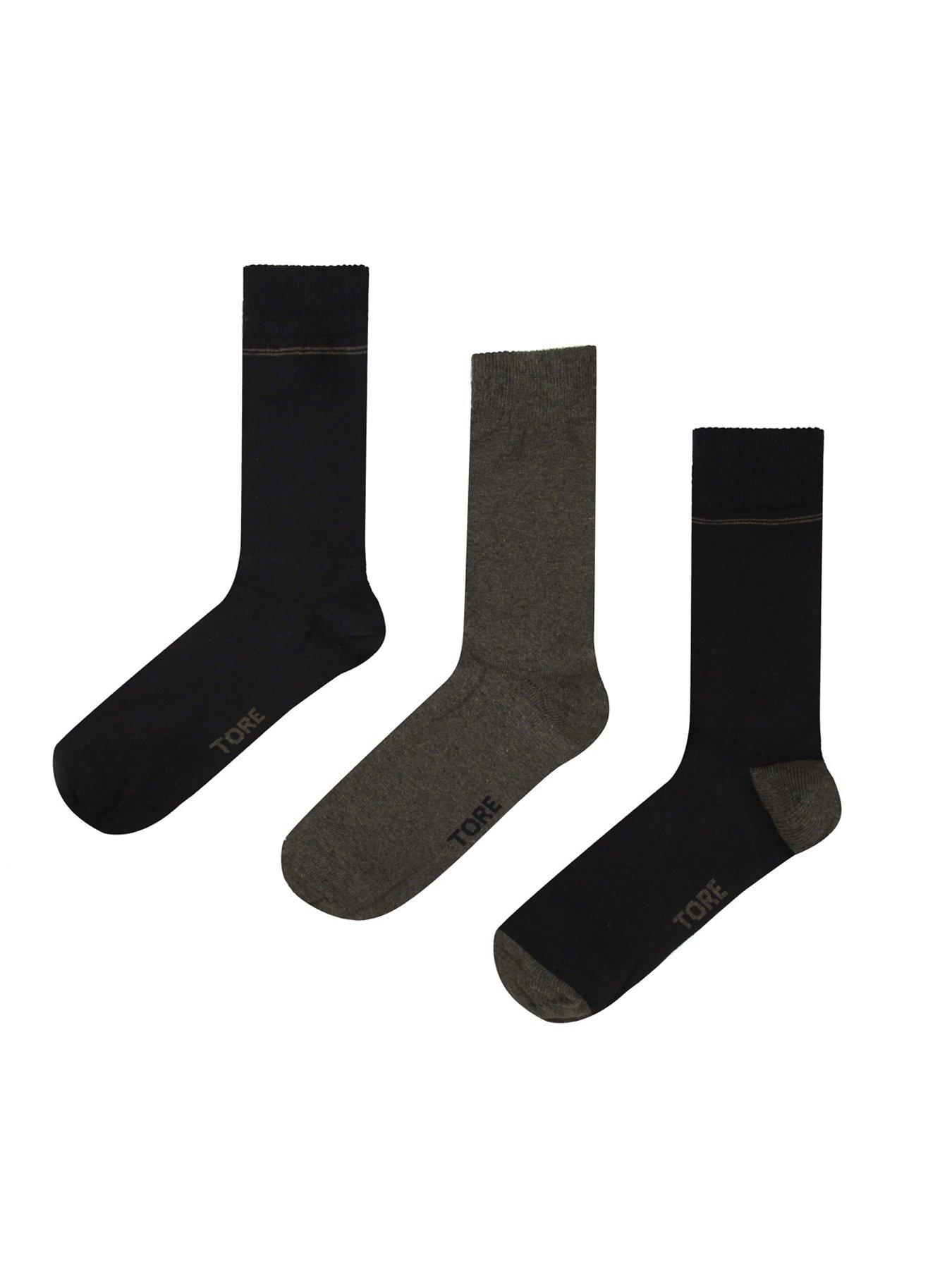  image of sockshop-tore-crew-socks-3-pack-black