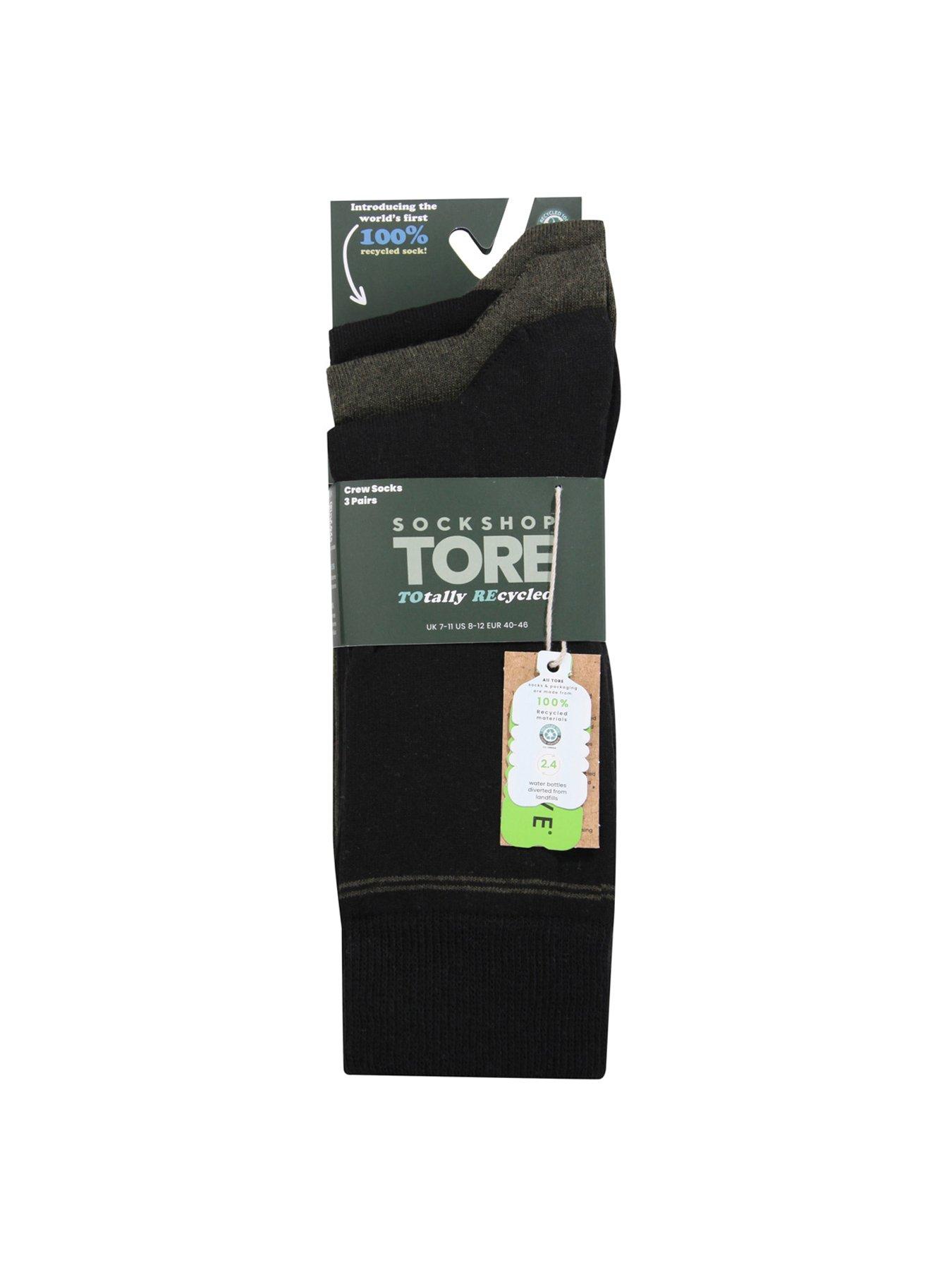  image of sockshop-tore-crew-socks-3-pack-black