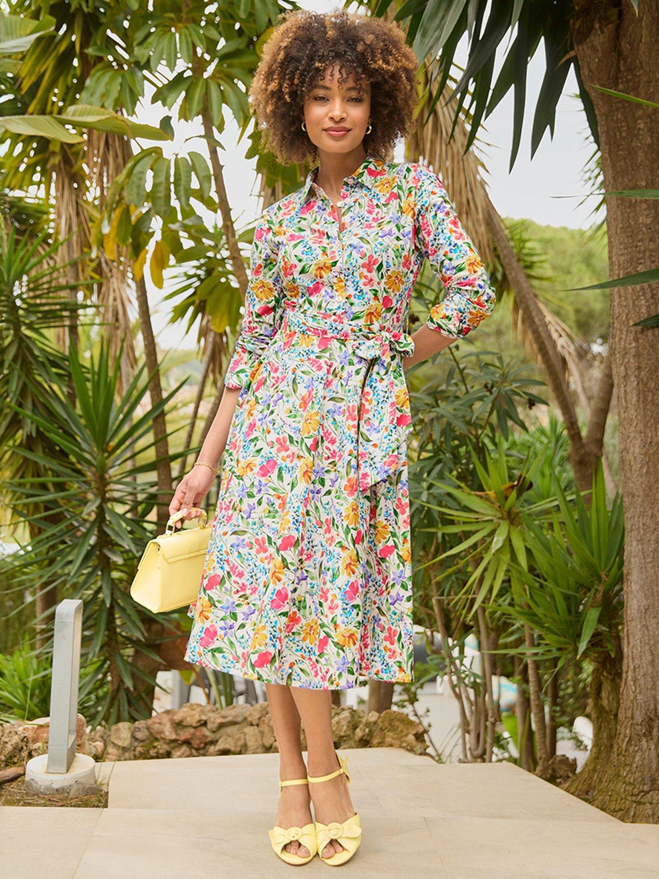 undefined Sunshine Days Cotton Shirt Dress - White