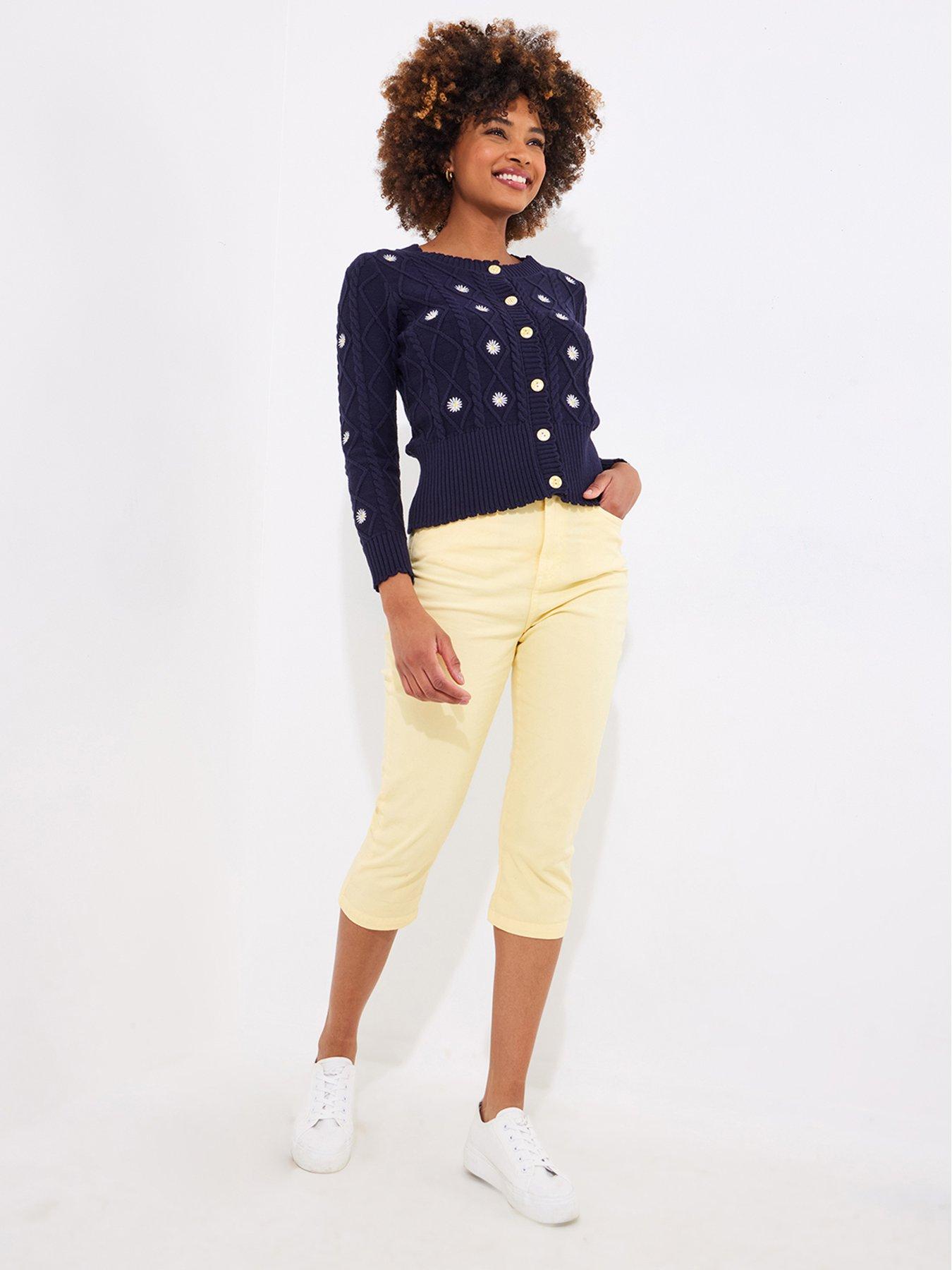  image of joe-browns-daisy-embroidered-cable-knit-cardigan-navy