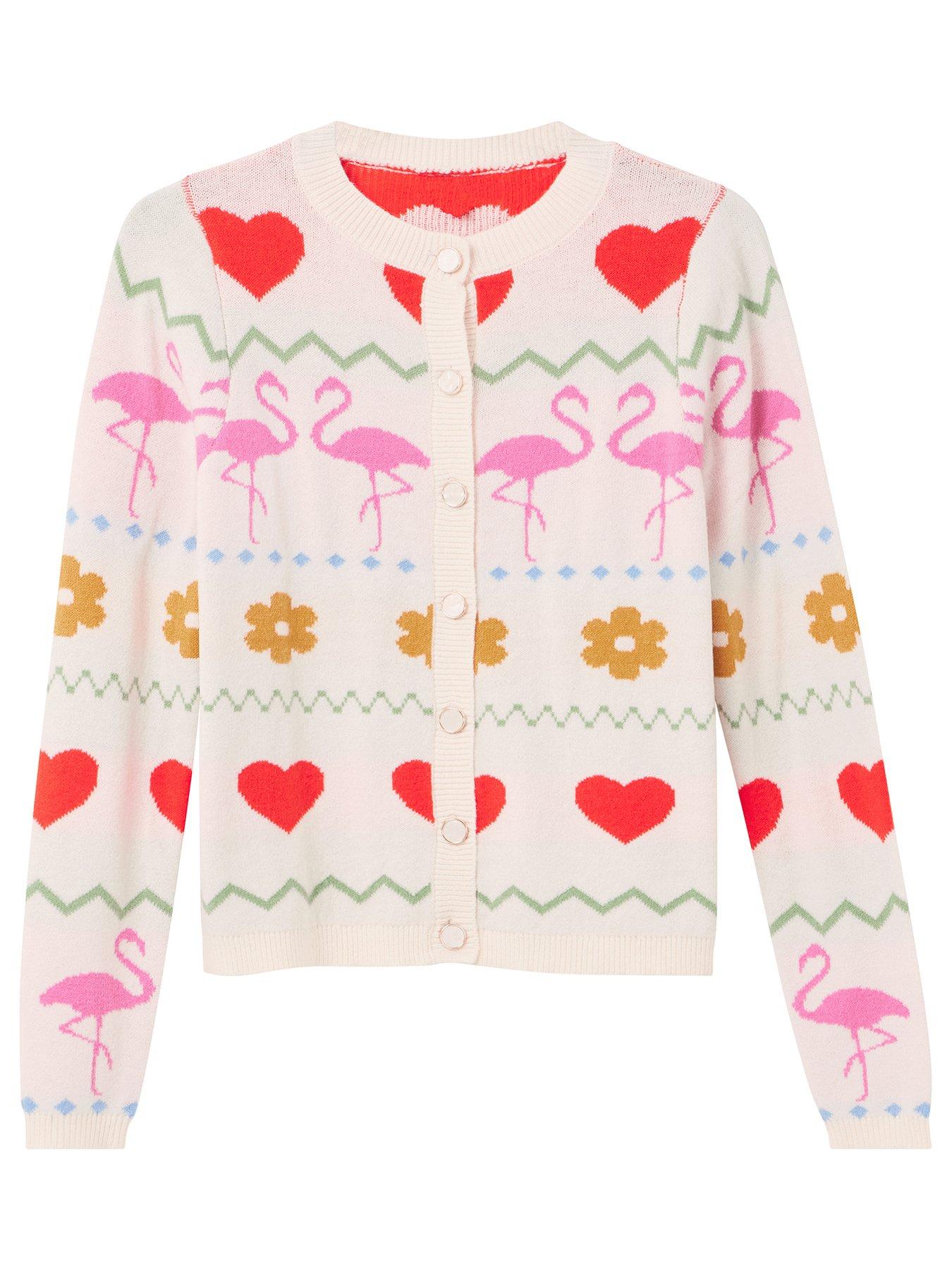  image of joe-browns-summer-fun-flamingo-patterned-cardigan-cream