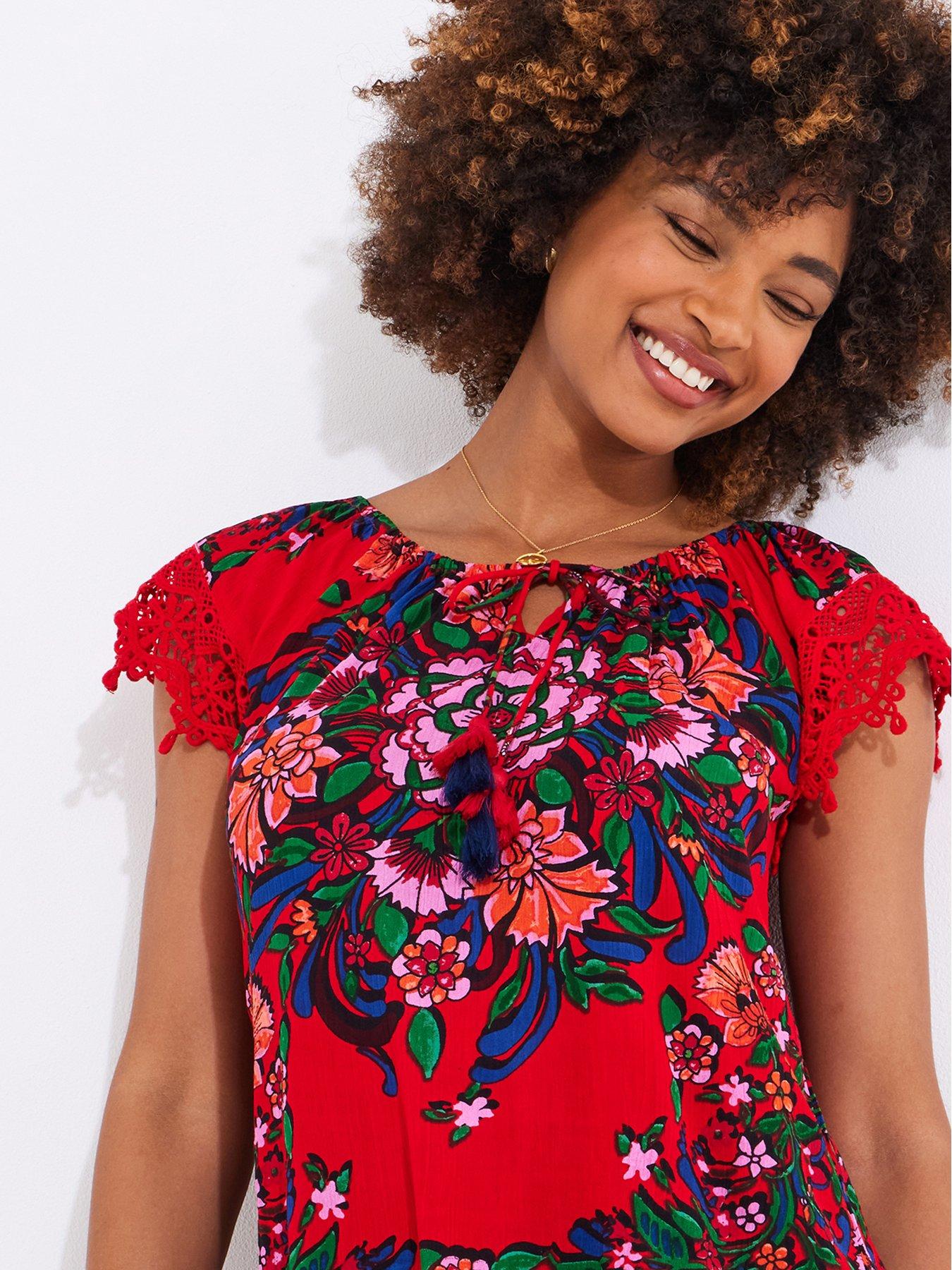  image of joe-browns-joyful-floral-boho-top-red