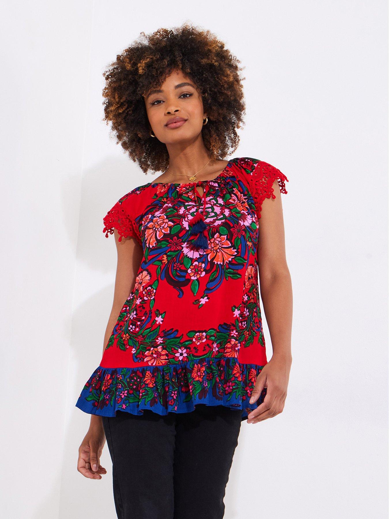  image of joe-browns-joyful-floral-boho-top-red