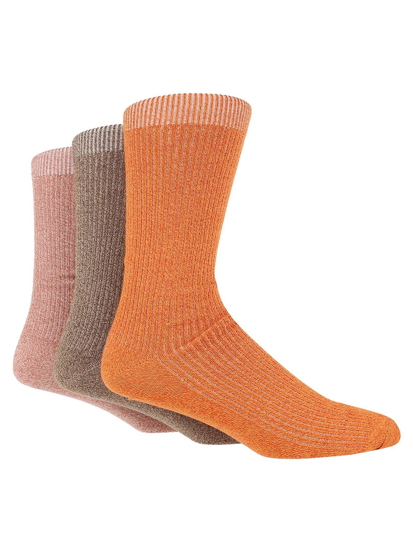 glenmuir-3-pack-bamboo-rib-leisure-crew-socks-orange