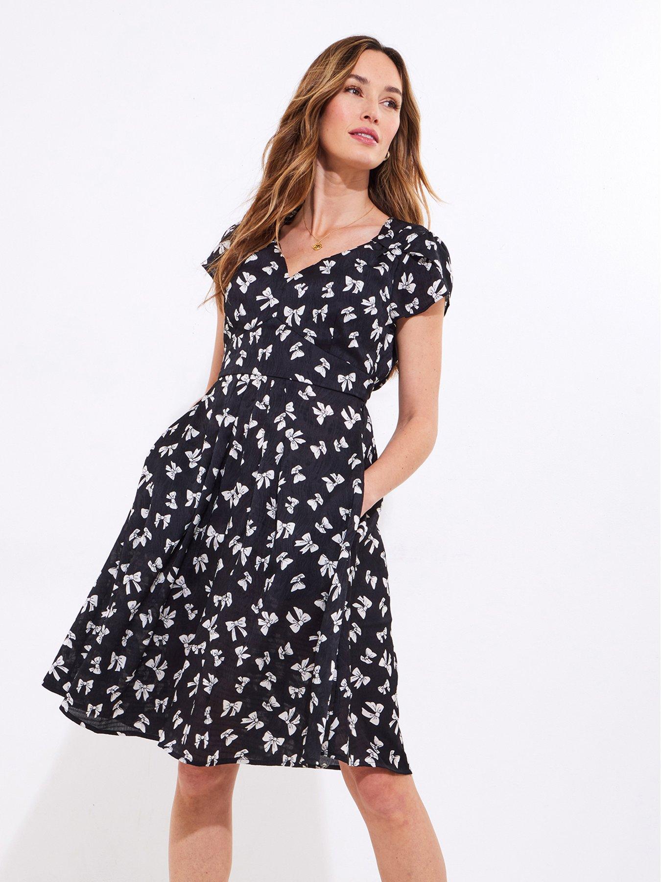 joe-browns-beautiful-bow-printed-short-dress-black