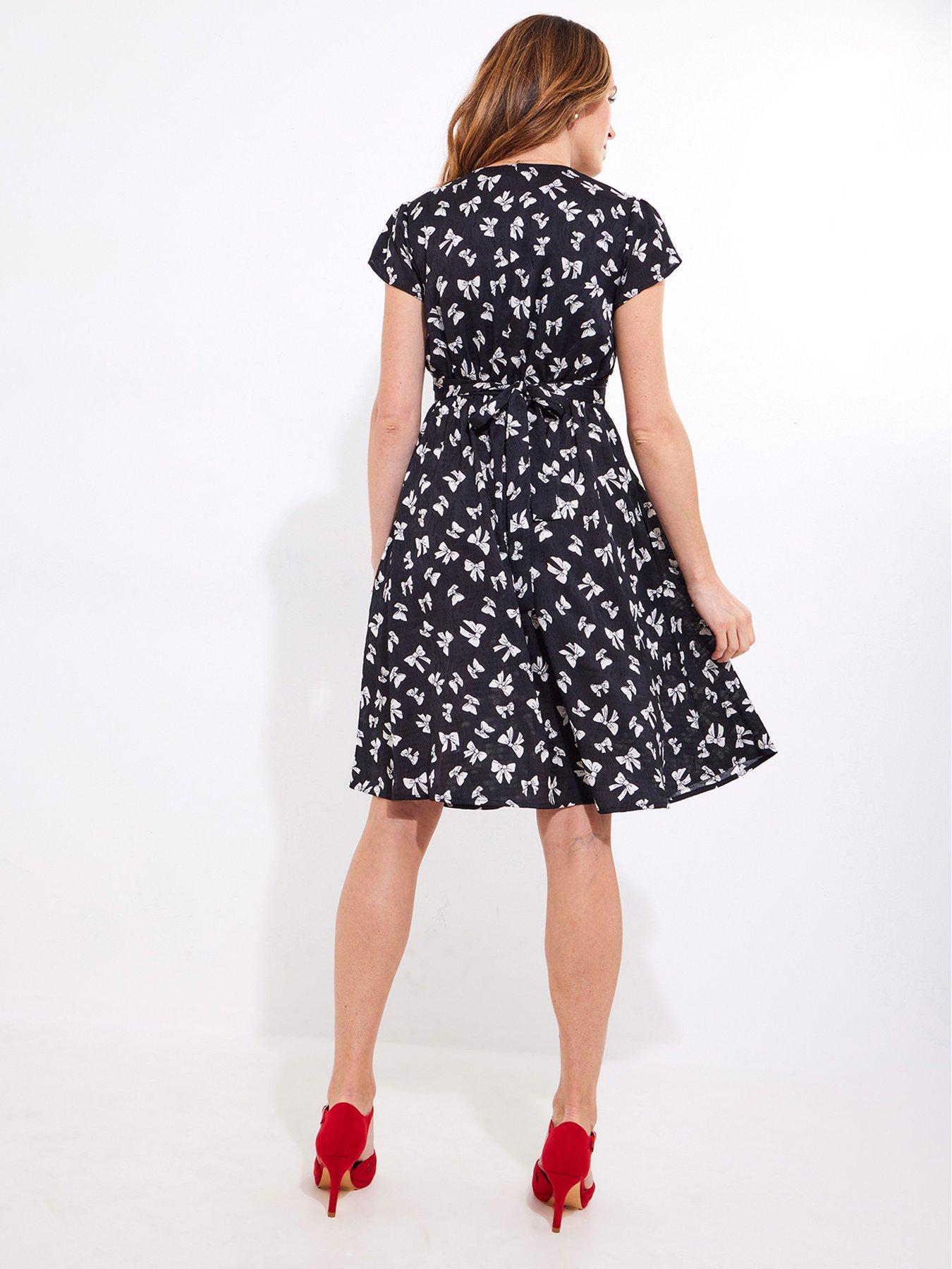  image of joe-browns-beautiful-bow-printed-short-dress-black