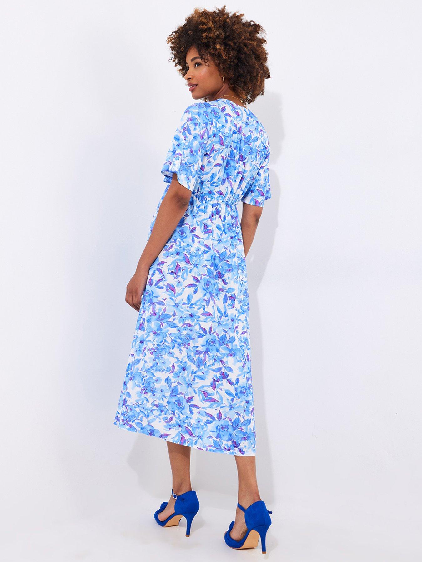  image of joe-browns-olivia-floral-printed-midi-dress-blue