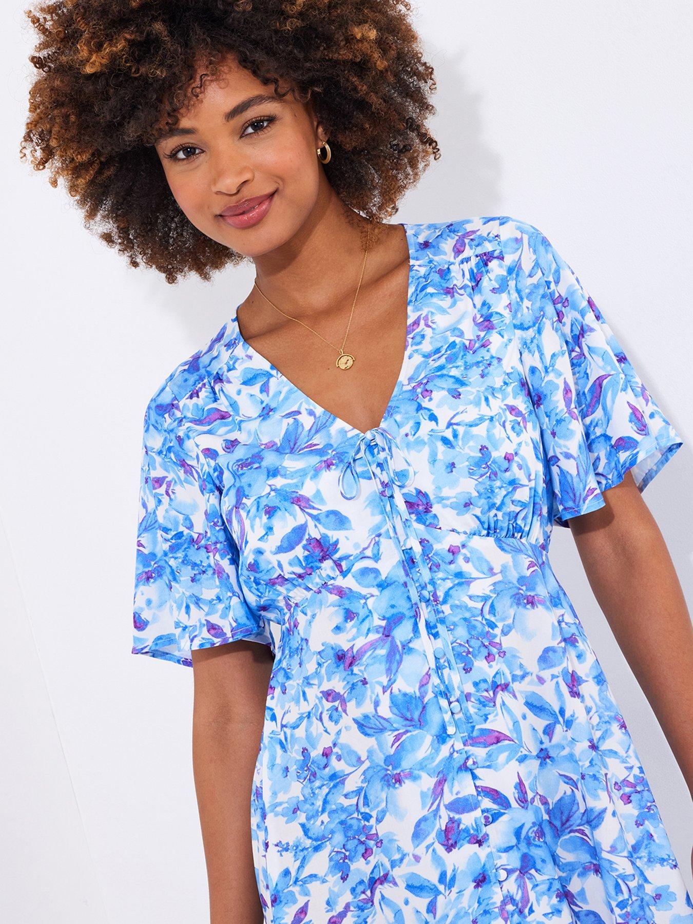  image of joe-browns-olivia-floral-printed-midi-dress-blue