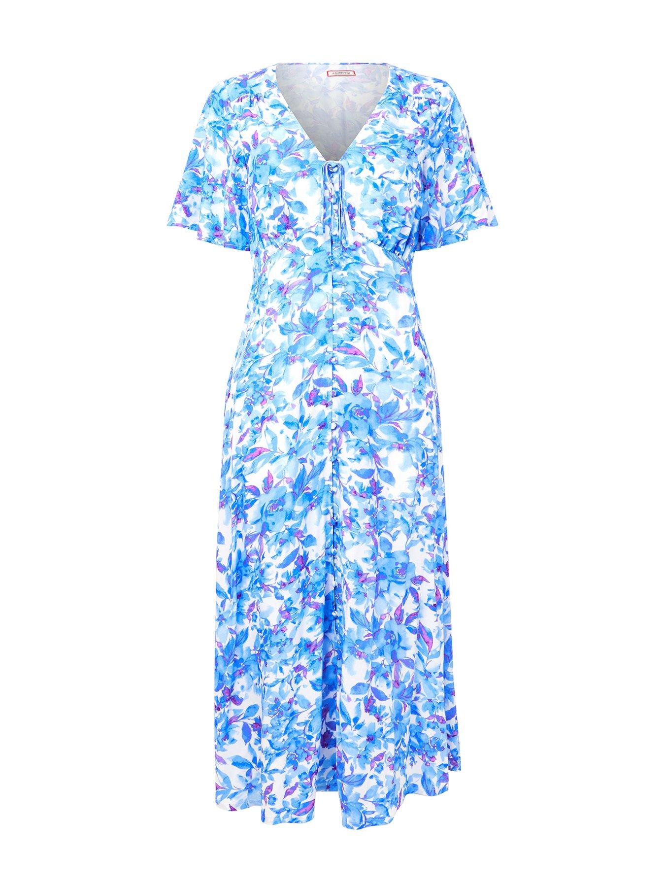  image of joe-browns-olivia-floral-printed-midi-dress-blue