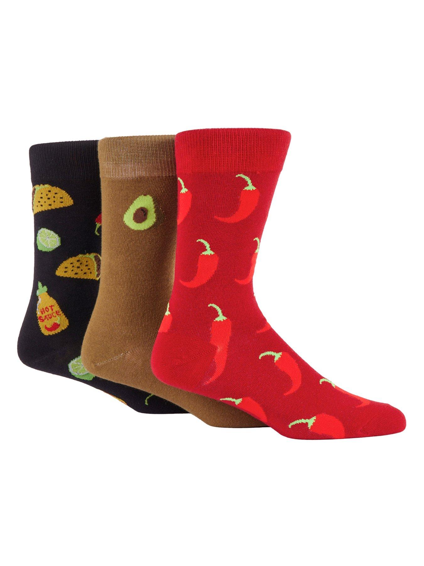 undefined 3 Pack Novelty Food Crew Socks - Multi