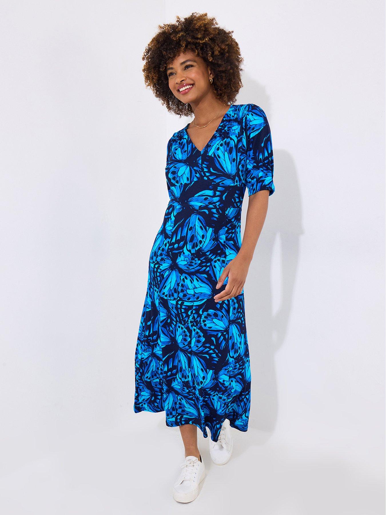 undefined Butterfly Wings Jersey Dress - Blue