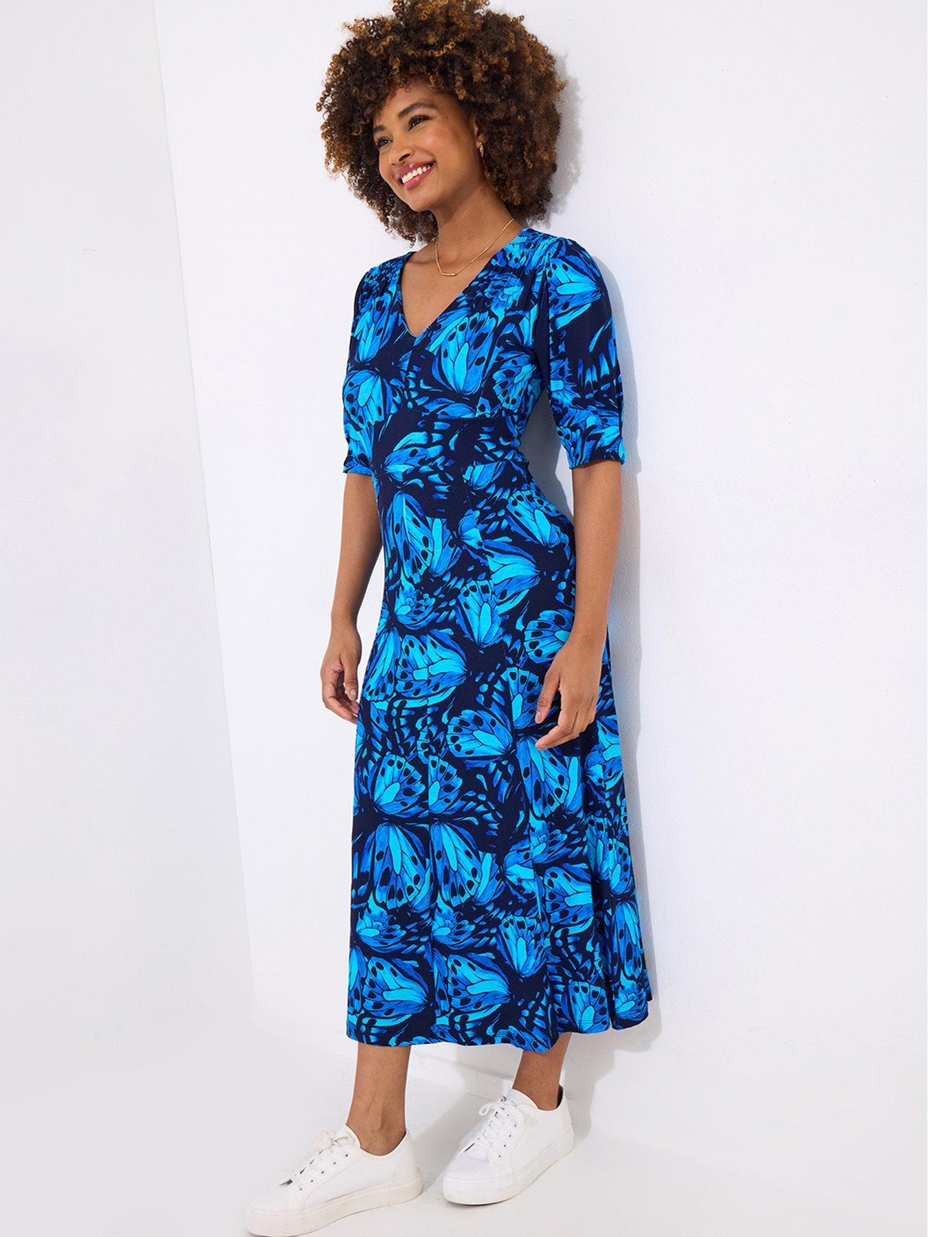  image of joe-browns-butterfly-wings-jersey-dress-blue