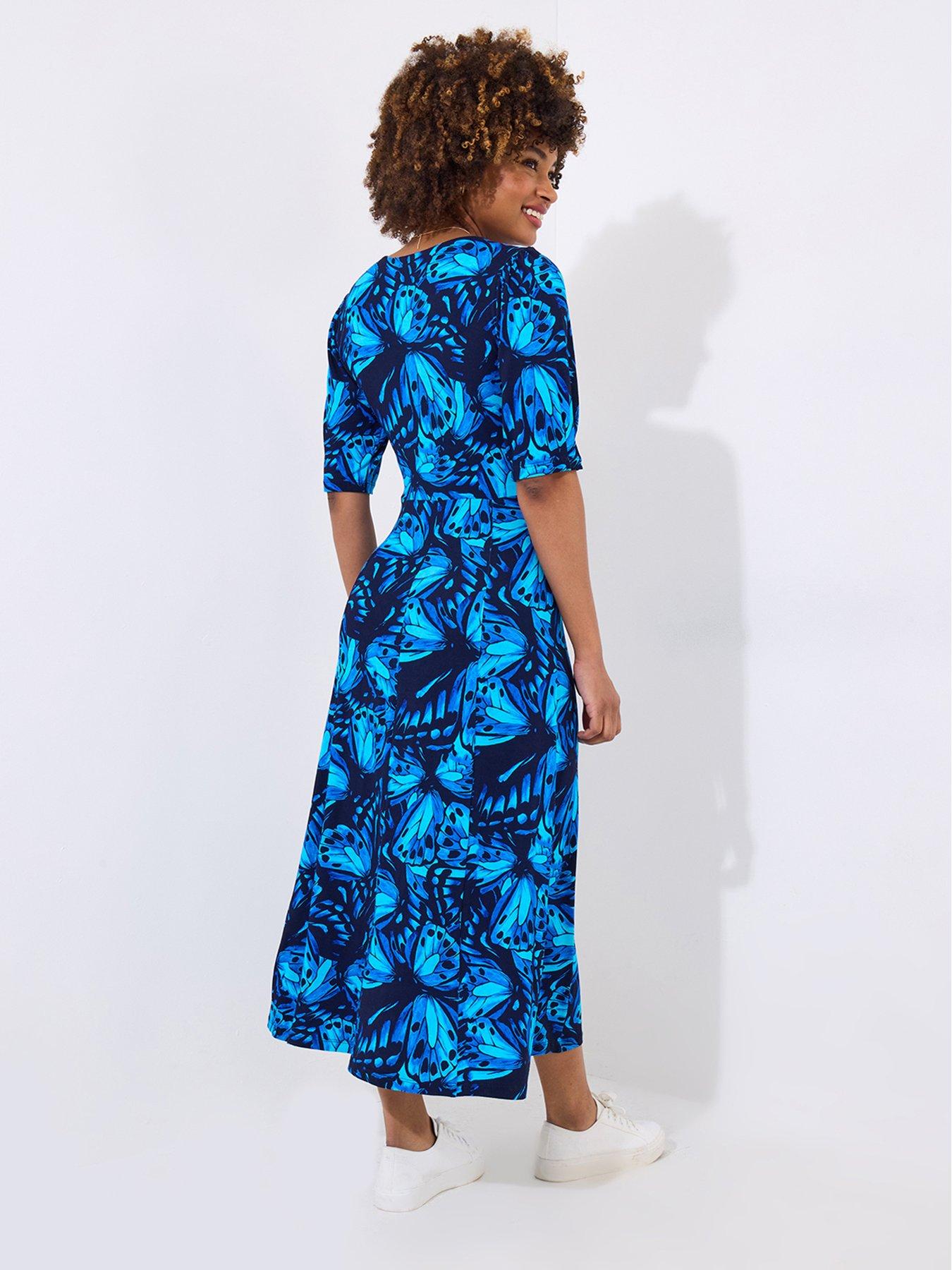  image of joe-browns-butterfly-wings-jersey-dress-blue