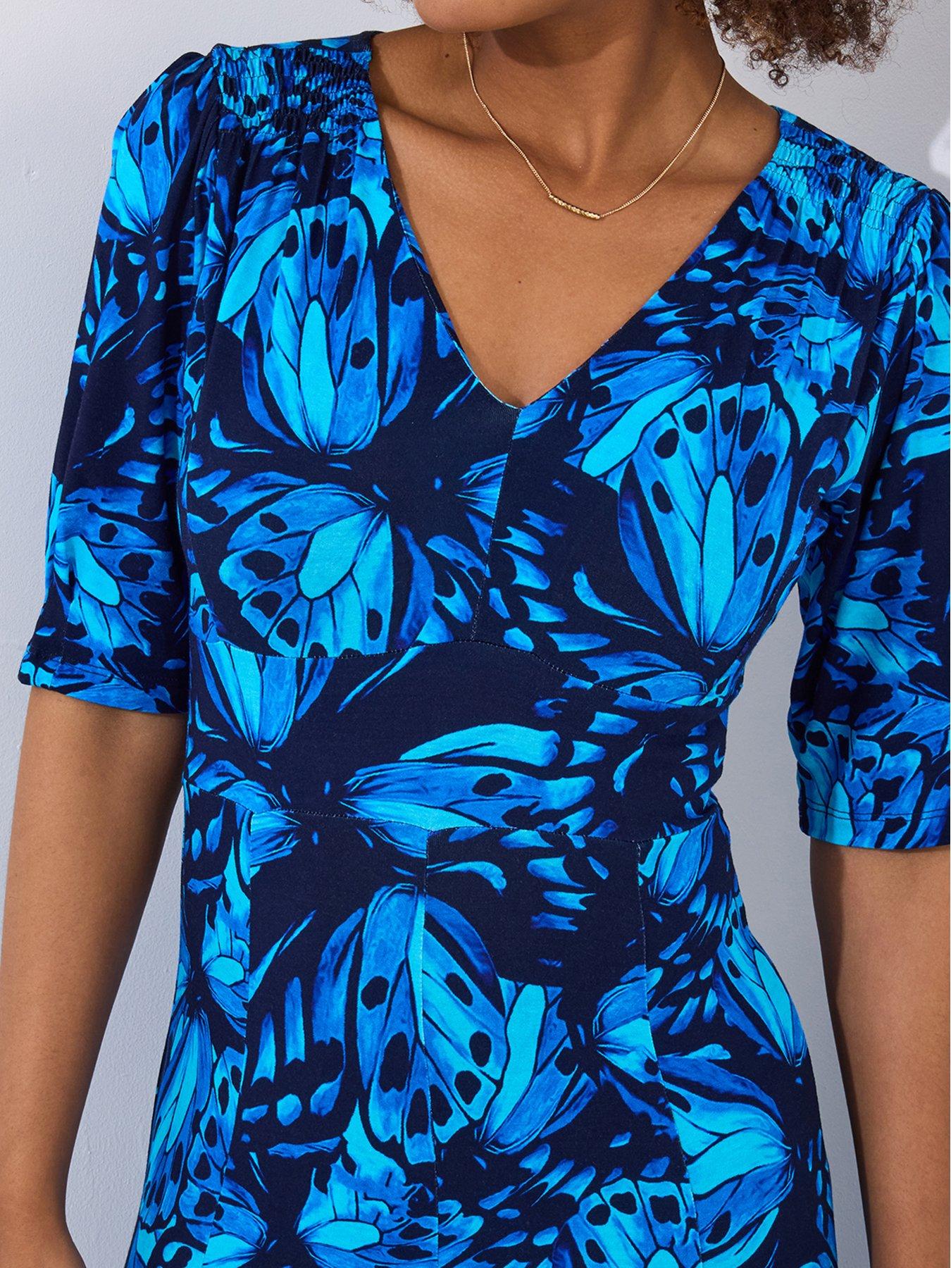  image of joe-browns-butterfly-wings-jersey-dress-blue