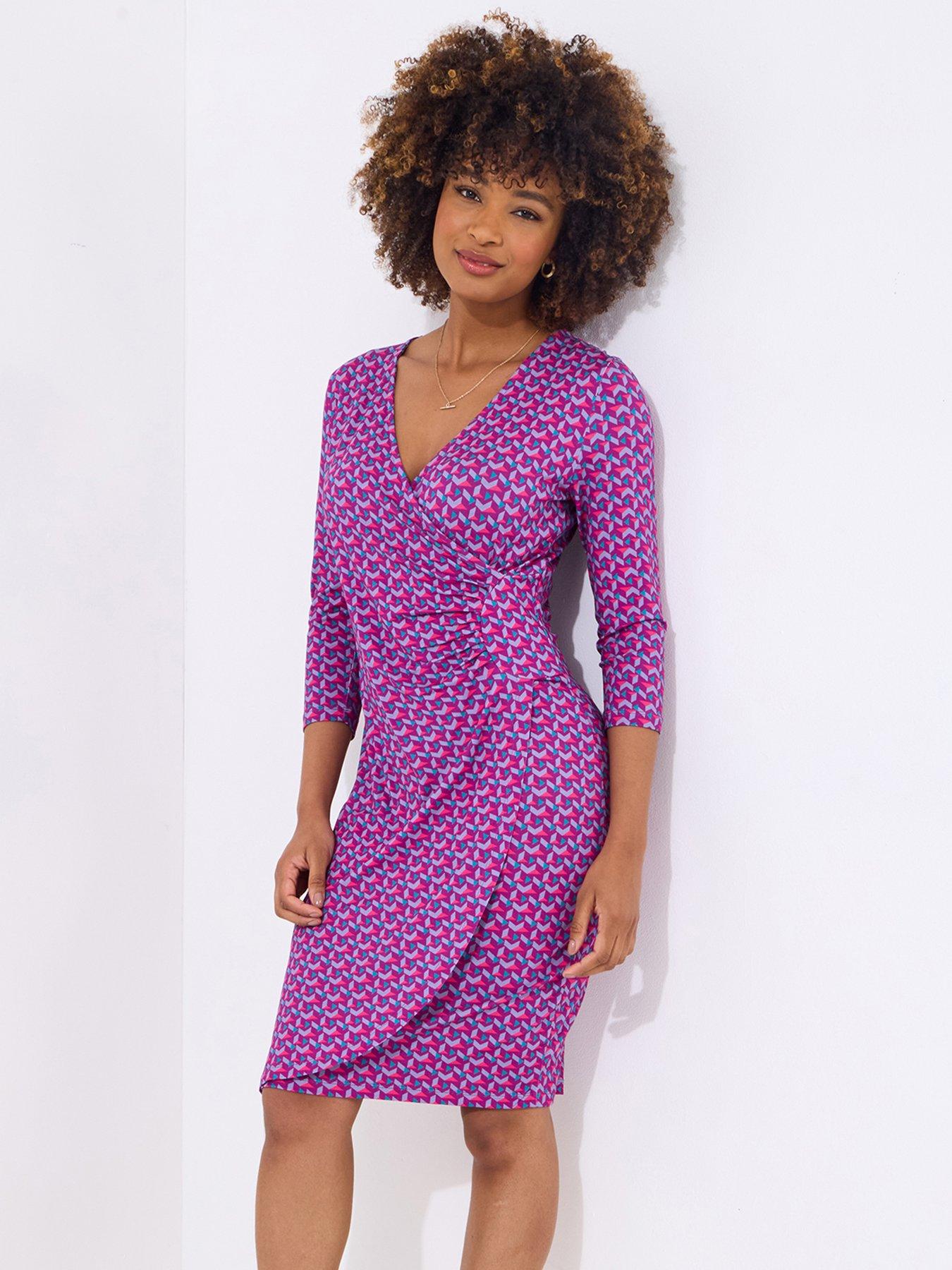 Joe Browns Gia Geo Print Jersey Dress - Pink
