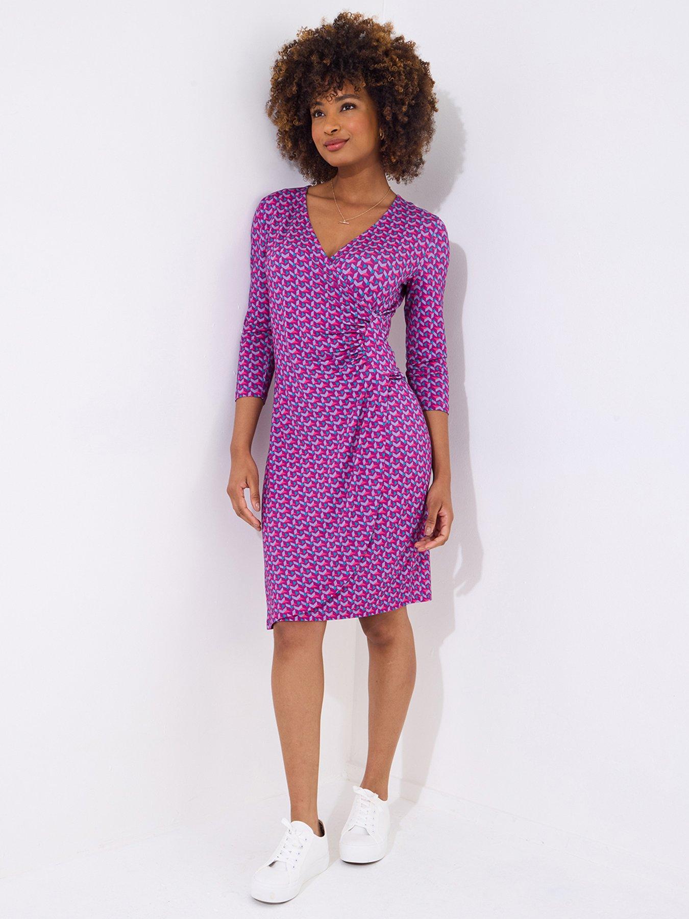  image of joe-browns-gia-geo-print-jersey-dress-pink