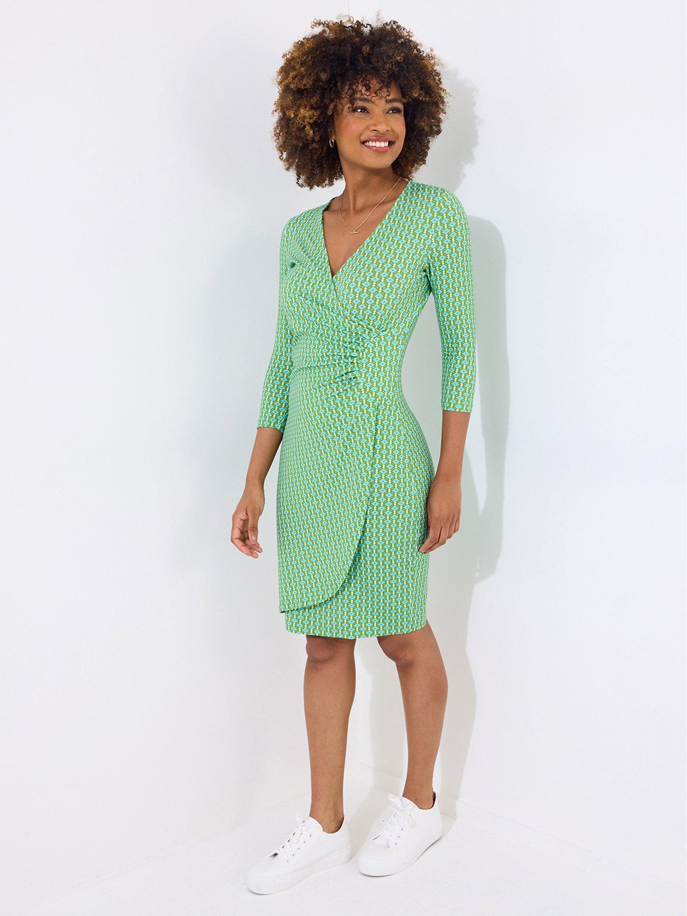 undefined Gemma Geo Print Jersey Dress - Green
