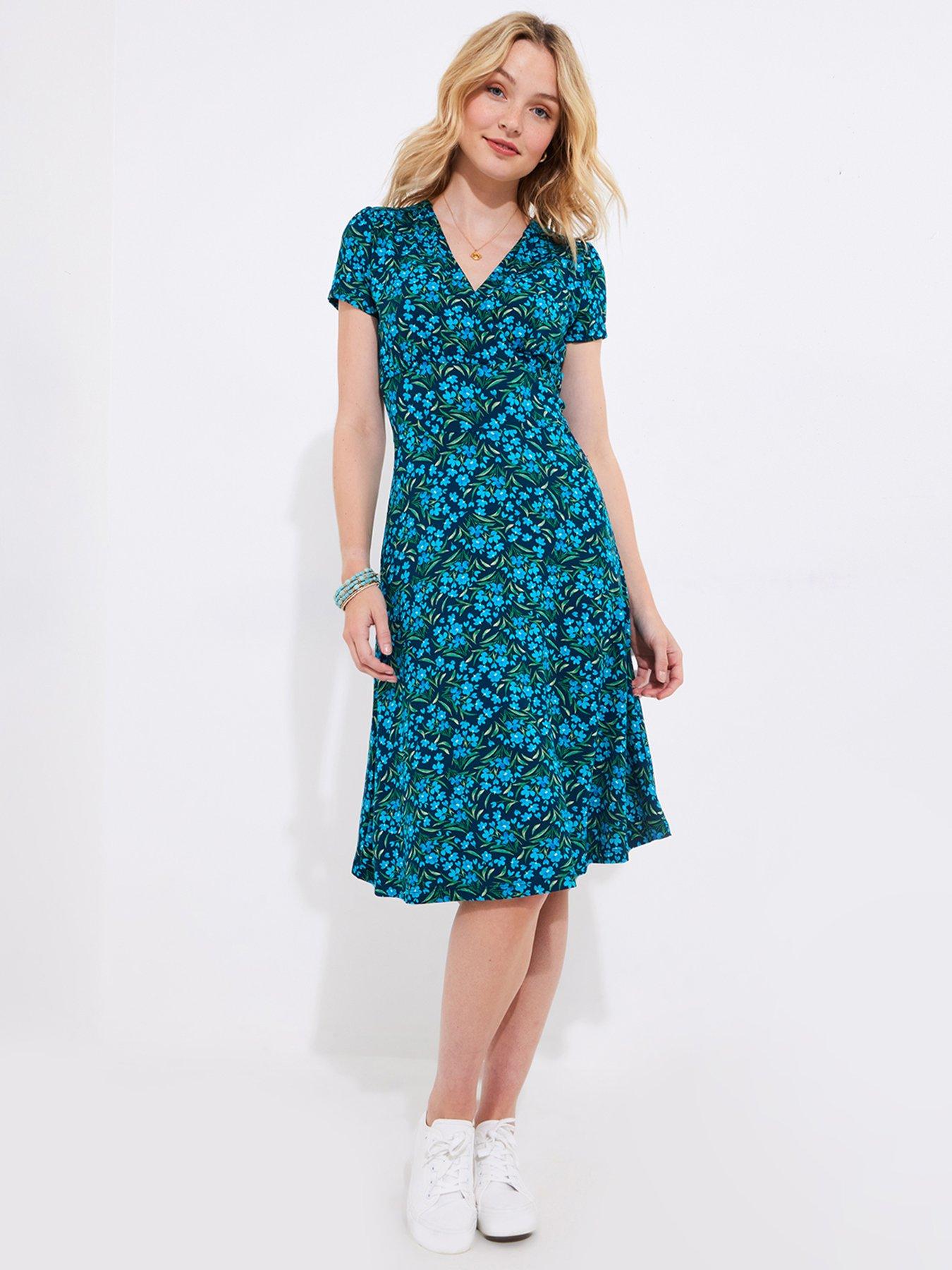 undefined Felicity Floral Print Jersey Dress - Blue