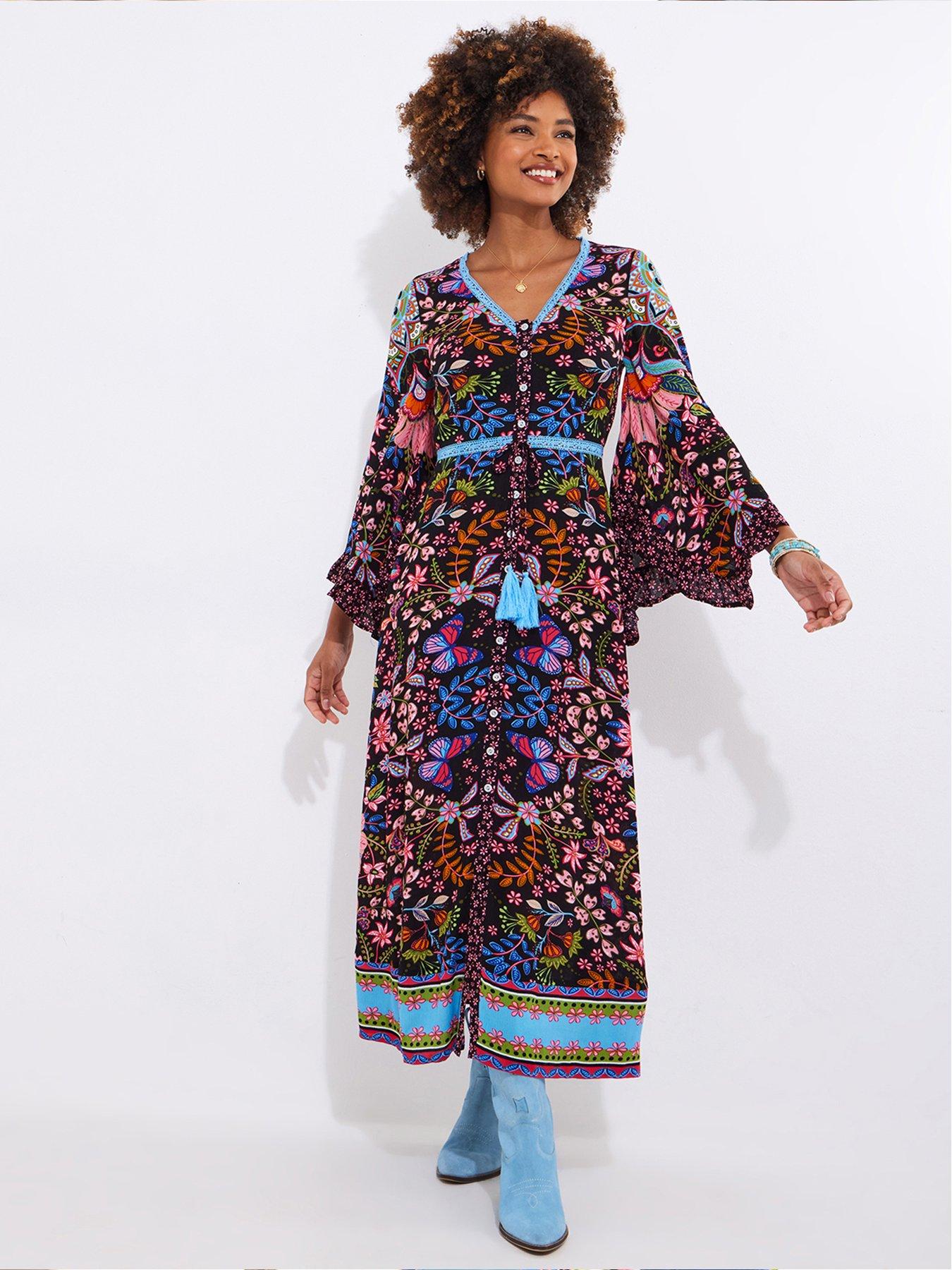 undefined Butterfly Dreamer Boho Maxi Dress - Black