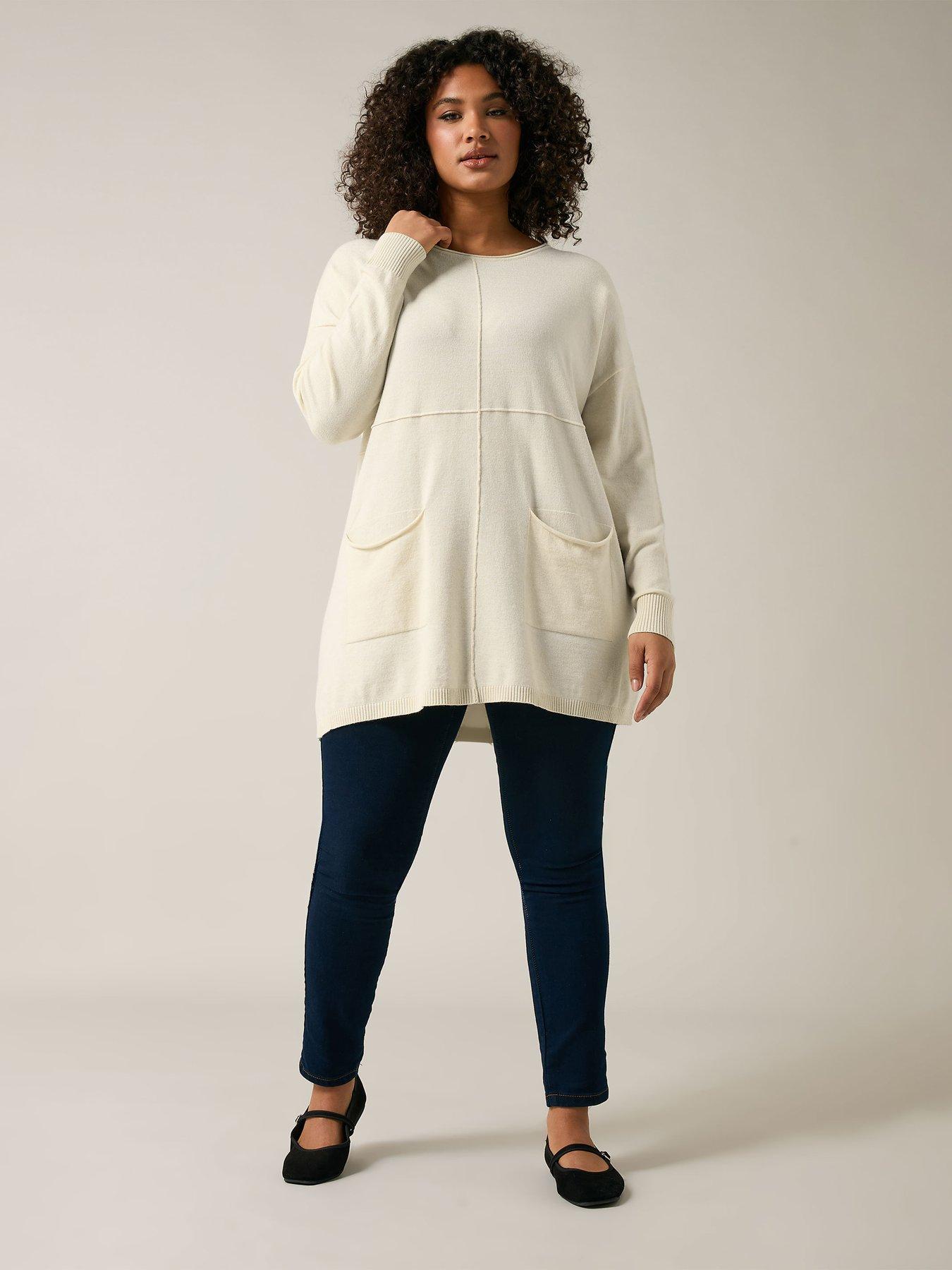  image of evans-seam-detail-longline-jumper-ivory