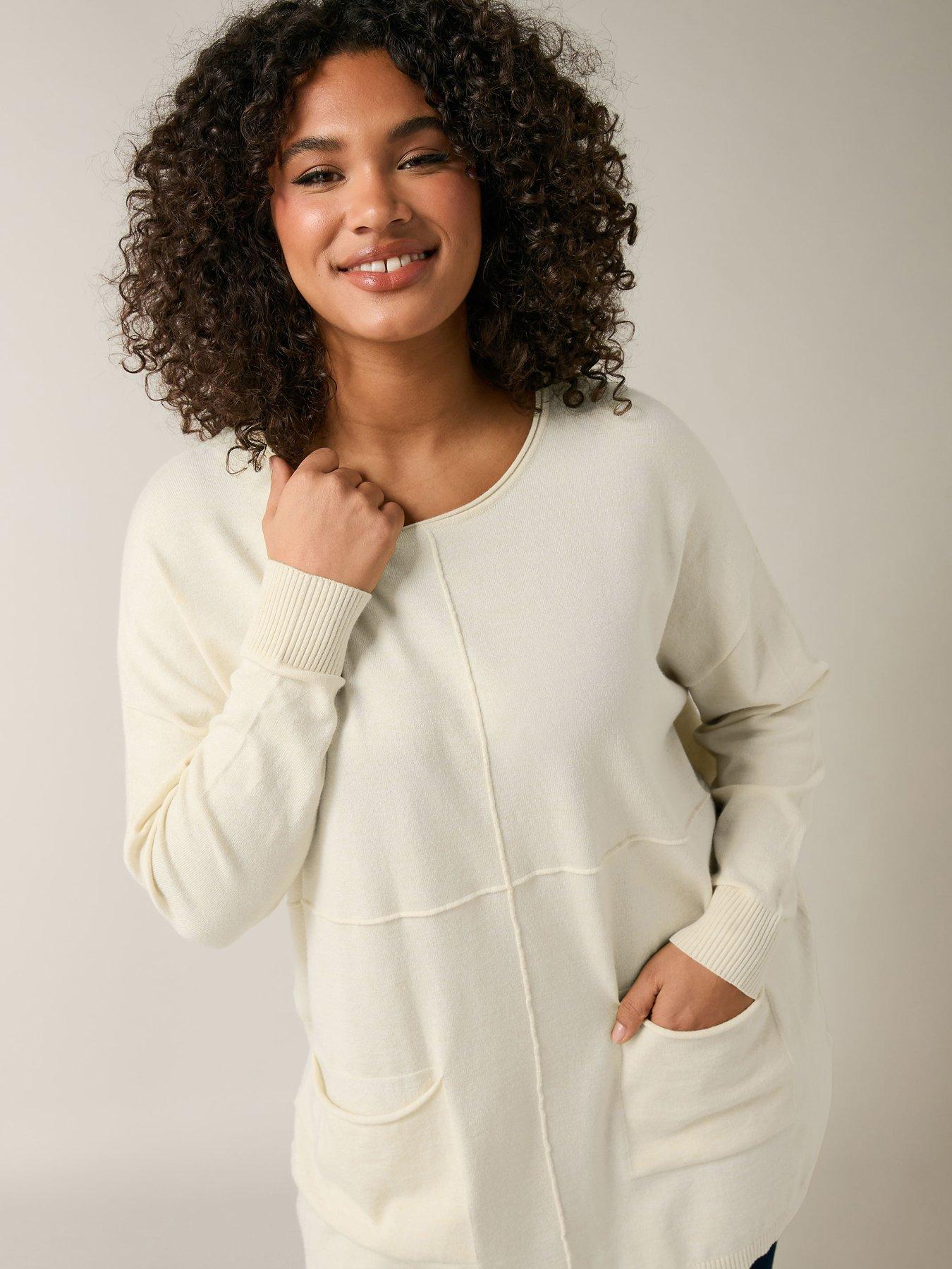  image of evans-seam-detail-longline-jumper-ivory