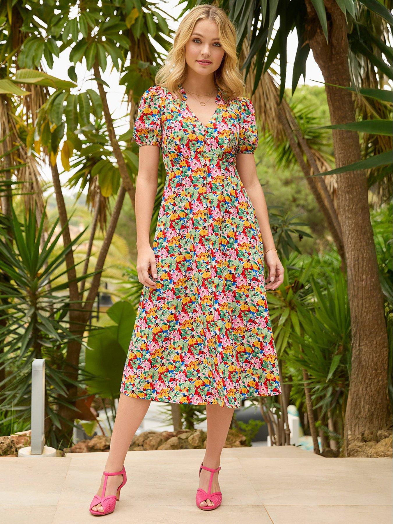 undefined Floral Fancy Printed Midi Dress - Multi