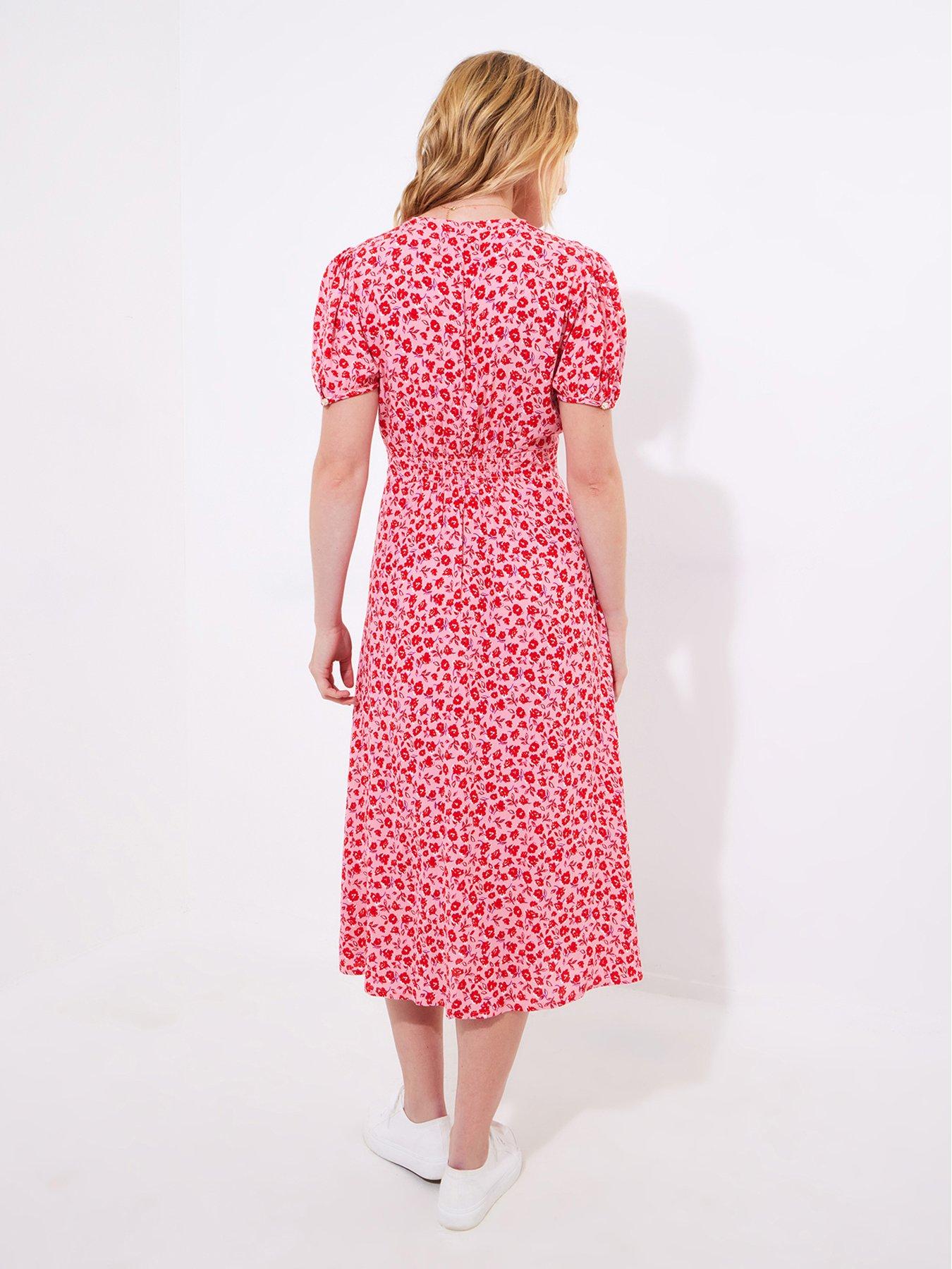 image of joe-browns-roses-are-red-floral-printed-midi-dress-red