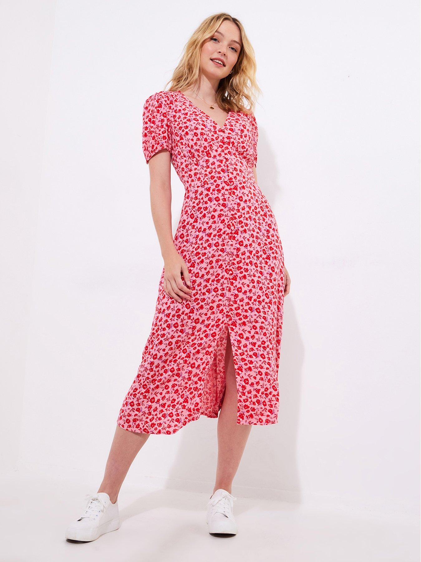  image of joe-browns-roses-are-red-floral-printed-midi-dress-red