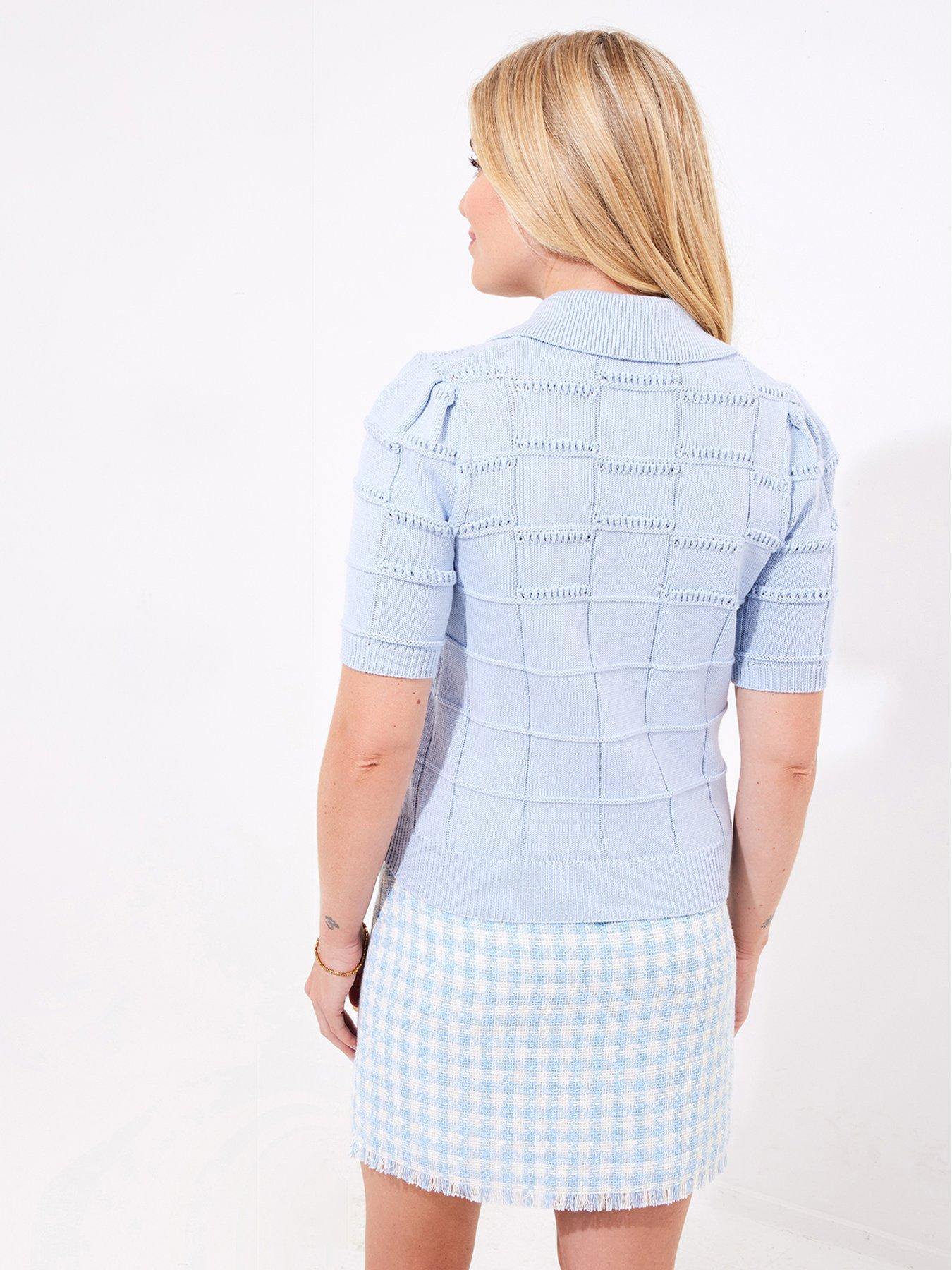  image of joe-browns-betsy-embellished-short-sleeve-cardigan-blue
