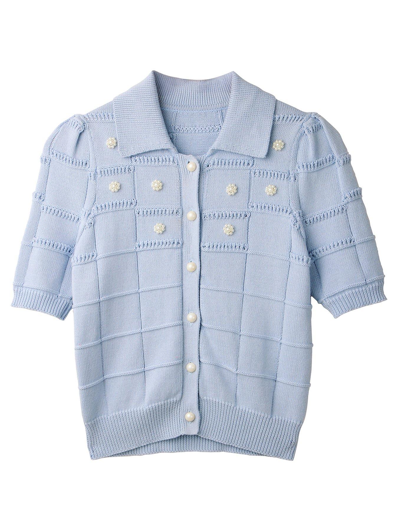  image of joe-browns-betsy-embellished-short-sleeve-cardigan-blue
