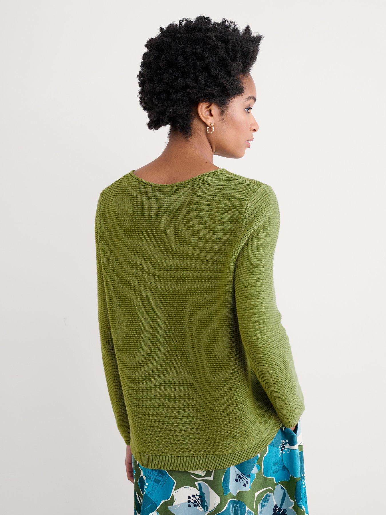  image of seasalt-cornwall-textured-crew-neck-jumper-green